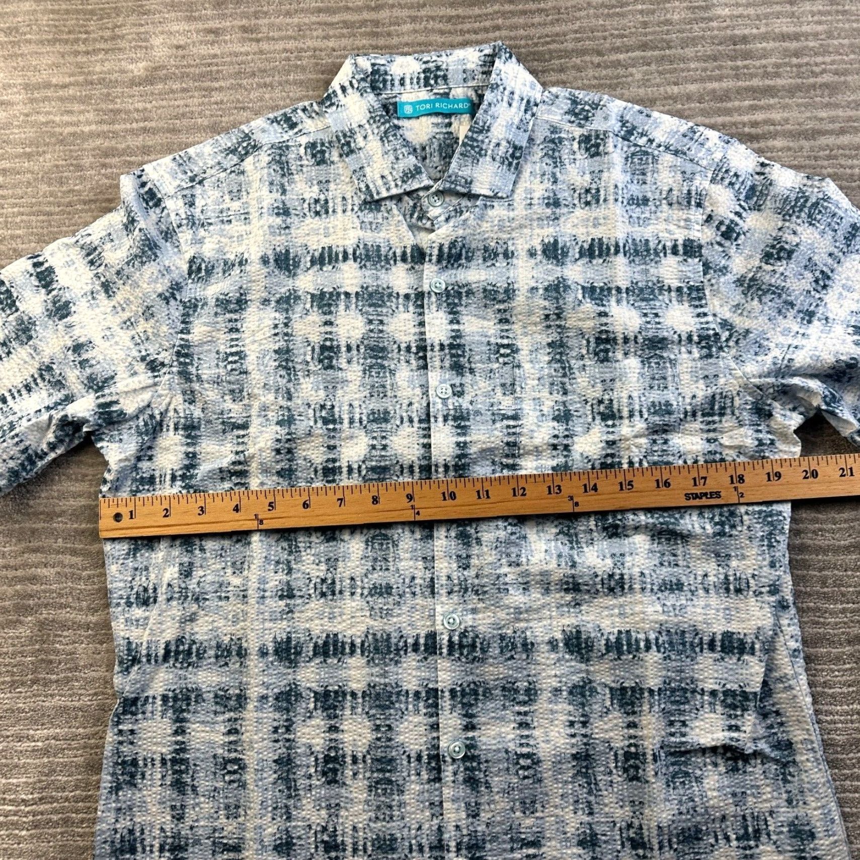 Tori Richard Tori Richard Shirt Mens Small Puckered Seersucker Geometric Hawaiian NEW Size US S / EU 44-46 / 1 - 8 Thumbnail