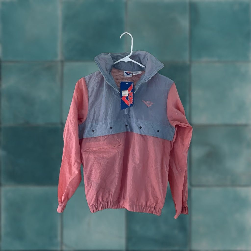 PONY VINTAGE PONY Windbreaker Jacket Womens S 1/4 Zip Pink NWT Deadstock 80s 90s Size S / US 4 / IT 40 - 1 Thumbnail