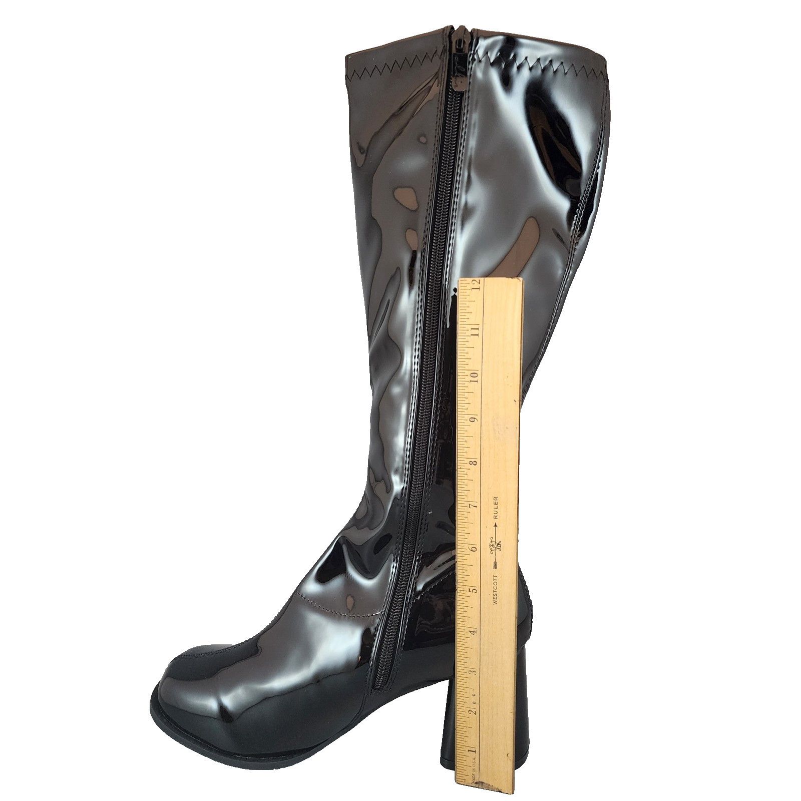 Other Ellie Shoes Knee-High Go-Go Boots 9 - Black Patent - 3" Heel Size US 9 / IT 39 - 5 Thumbnail
