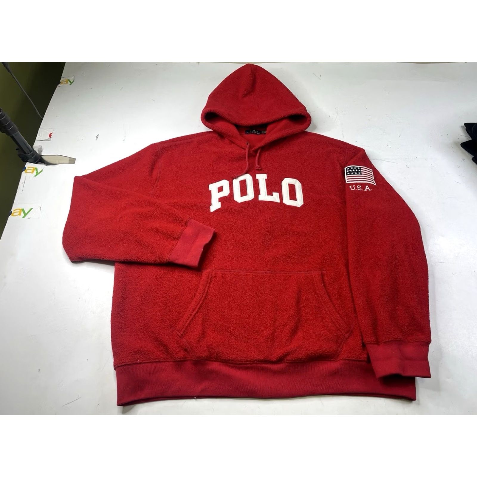 Polo Ralph Lauren Polo Ralph Lauren Hoodie Sweatshirt Fleece Red USA Flag Logo Embroidered Men’s XXL Pullover Size US XXL / EU 58 / 5 - 2 Thumbnail