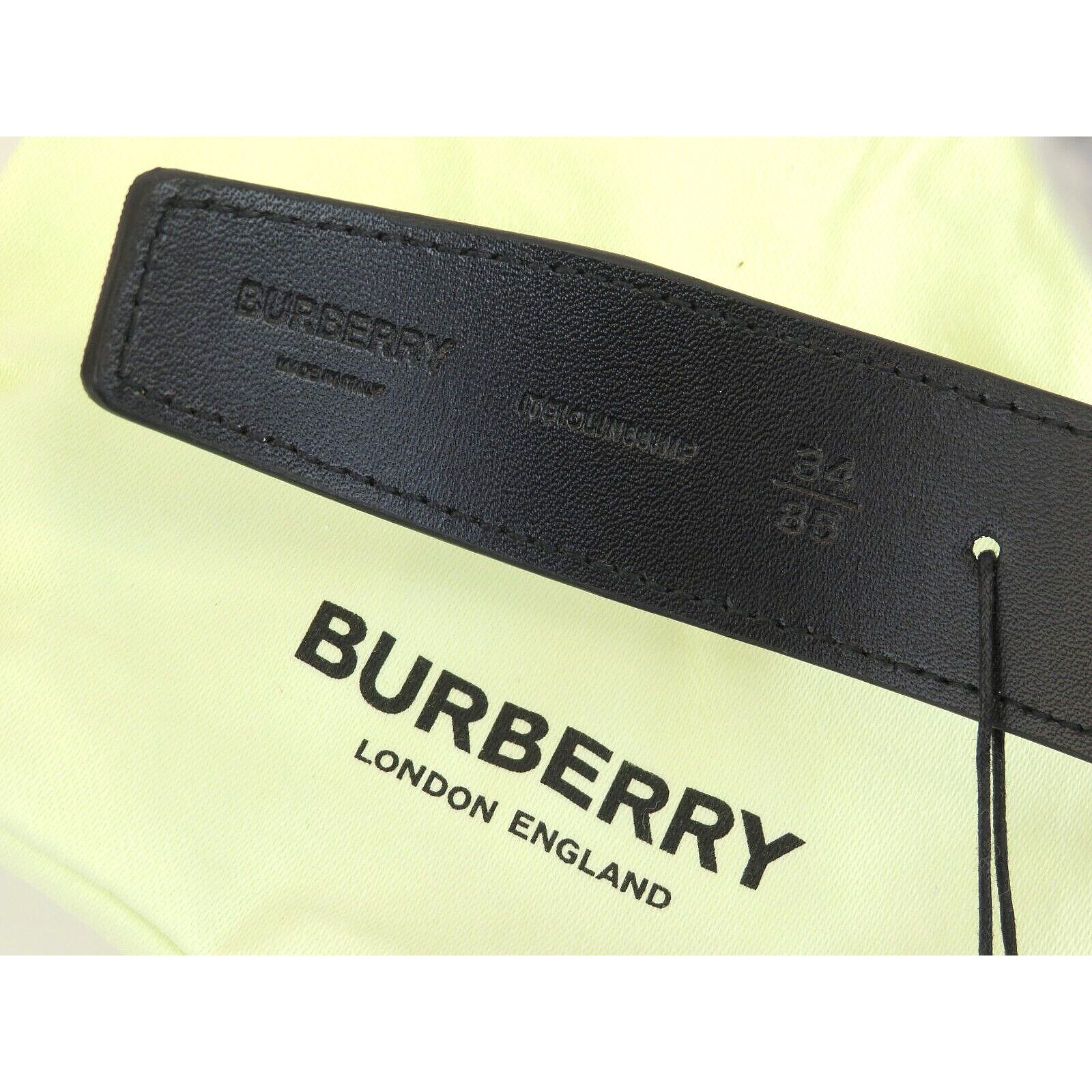 Burberry TB 35 BEIGE CHECK BLACK LEATHER REVERSIBLE LOGO BELT 95 38 Size 38 - 10 Thumbnail