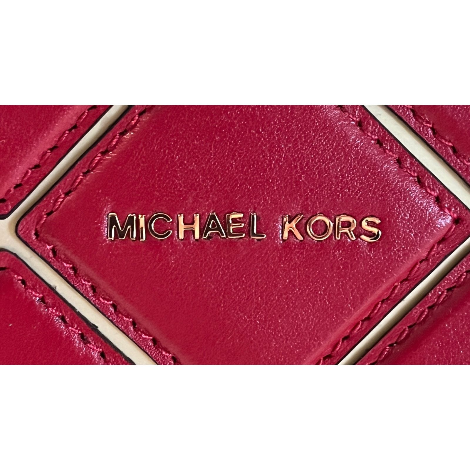 B34 MICHAEL KORS Diamond Selma Medium Leather Satchel Red