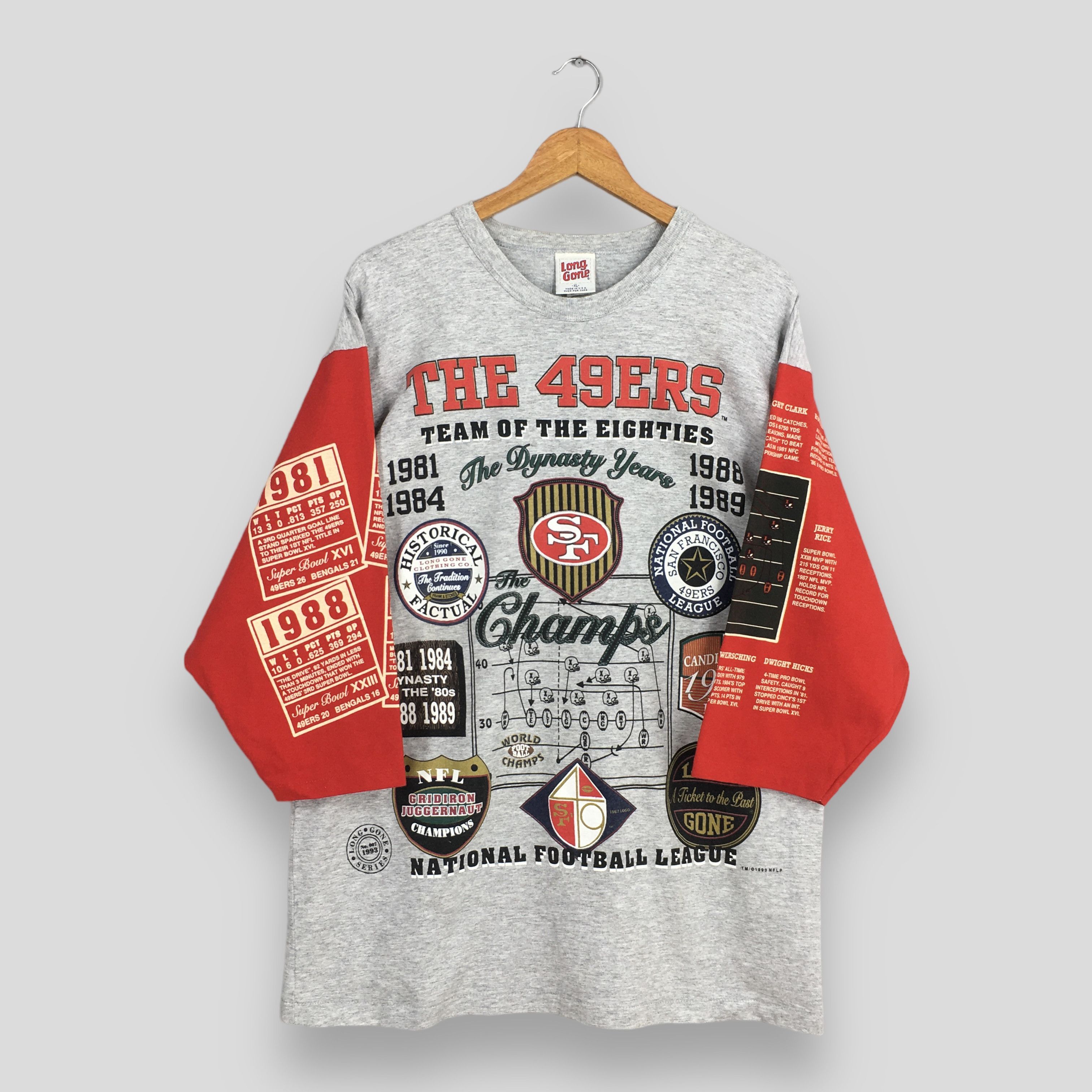 Vintage 1989 San Francisco 49ers NFL Gray Tshirt XLarge Long 