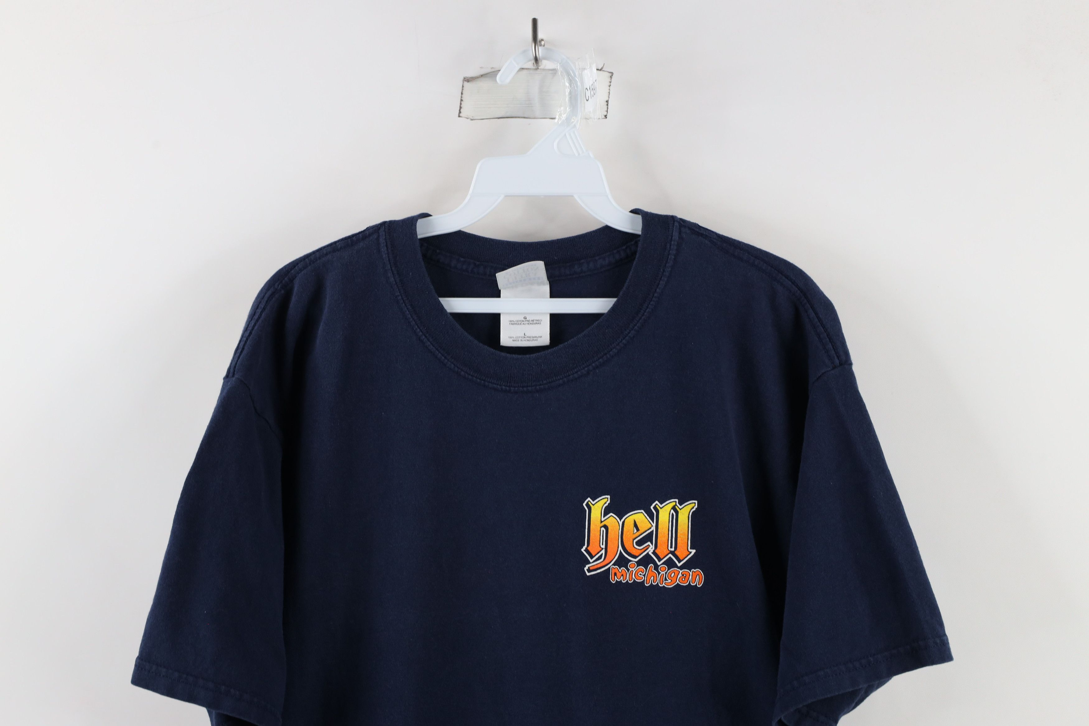 Vintage Vintage 90s Streetwear Hell Michigan Heaven On Earth T-Shirt Size US L / EU 52-54 / 3 - 2 Thumbnail