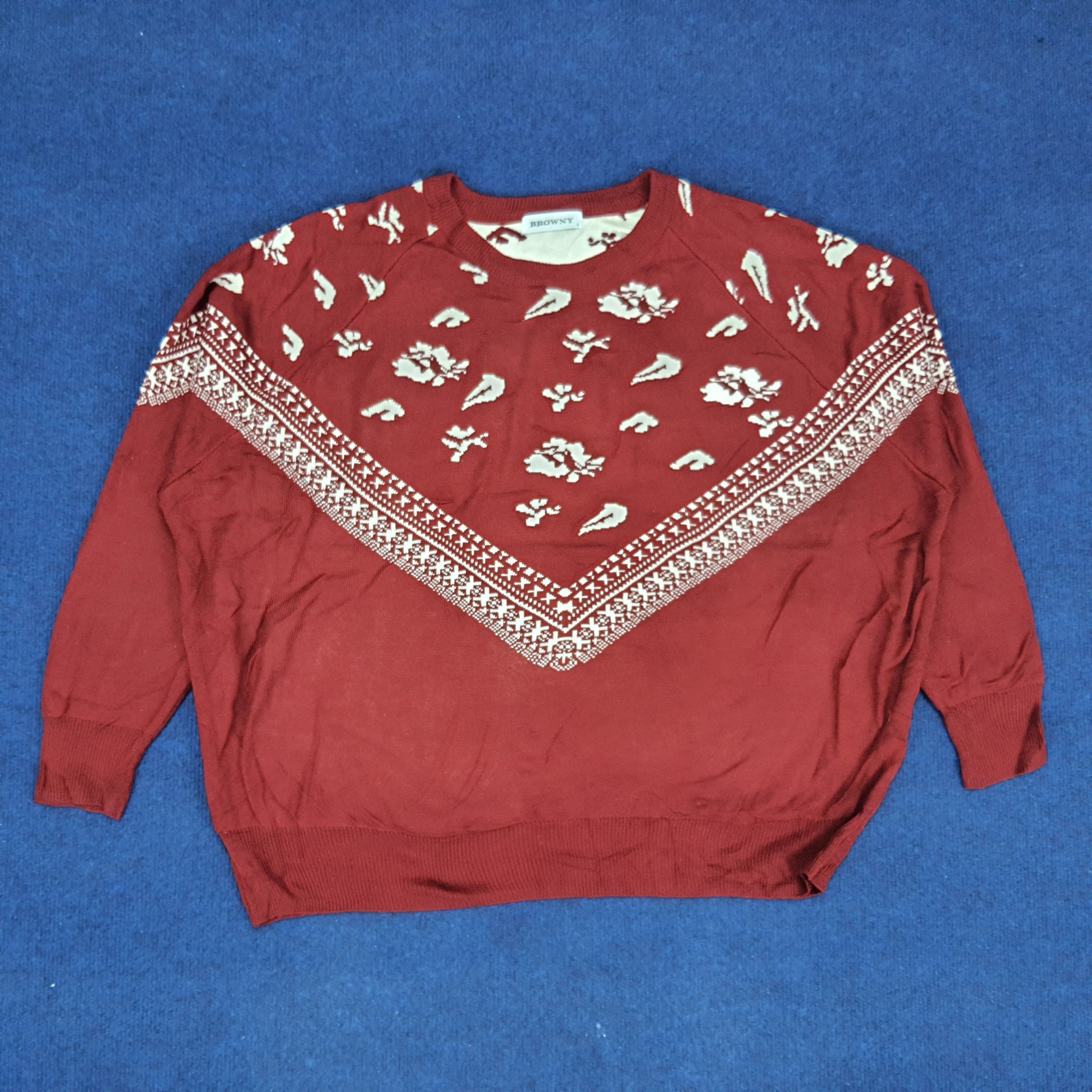 Vintage Vintage Browny Knitwear Sweatshirt Size US L / EU 52-54 / 3 - 1 Thumbnail