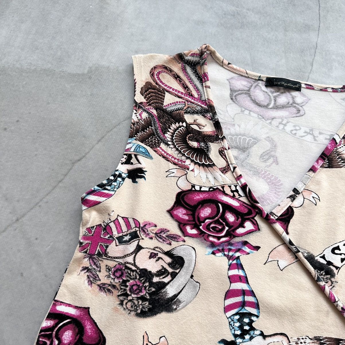 Cop Copine × Ed Hardy × Hysteric Glamour Cute Tattoo Tank Top Vintage Hysteric Glamour Vibe Y2K Size M / US 6-8 / IT 42-44 - 3 Thumbnail
