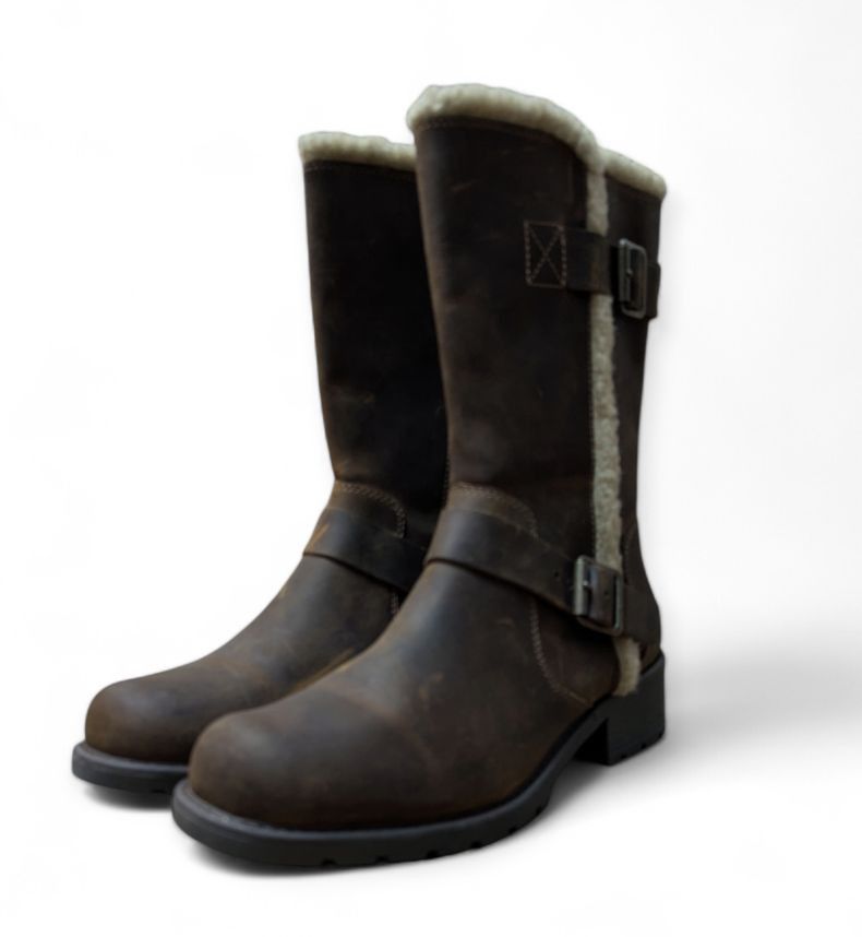 Clarks CLARKS Engineer Boots Biker Boots Fur Trimmed Size US 8.5 / IT 38.5 - 8 Thumbnail