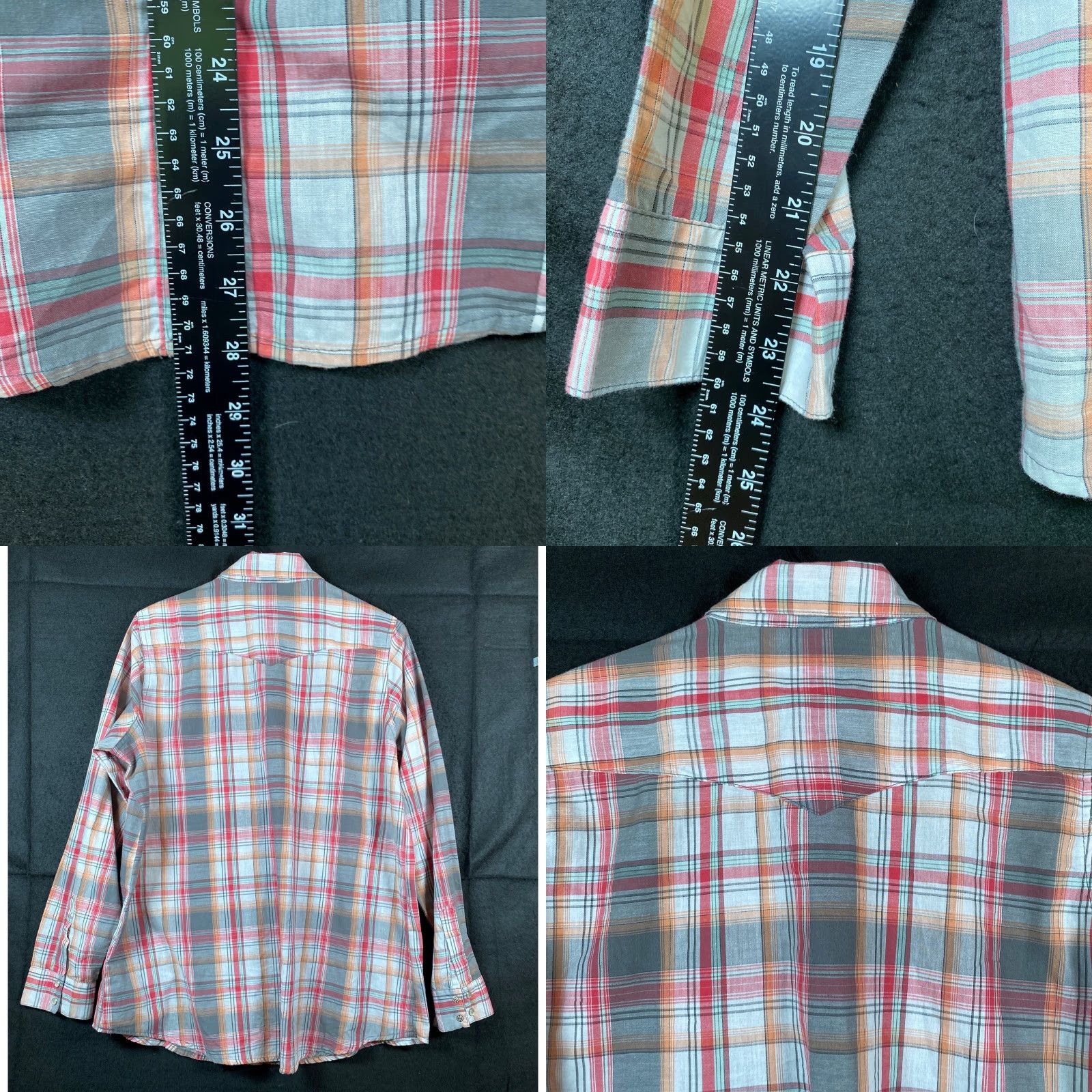Wrangler Wrangler Womens Shirt Orange White Plaid Pearl Snap Button Down L Shirt Size L / US 10 / IT 46 - 8 Thumbnail
