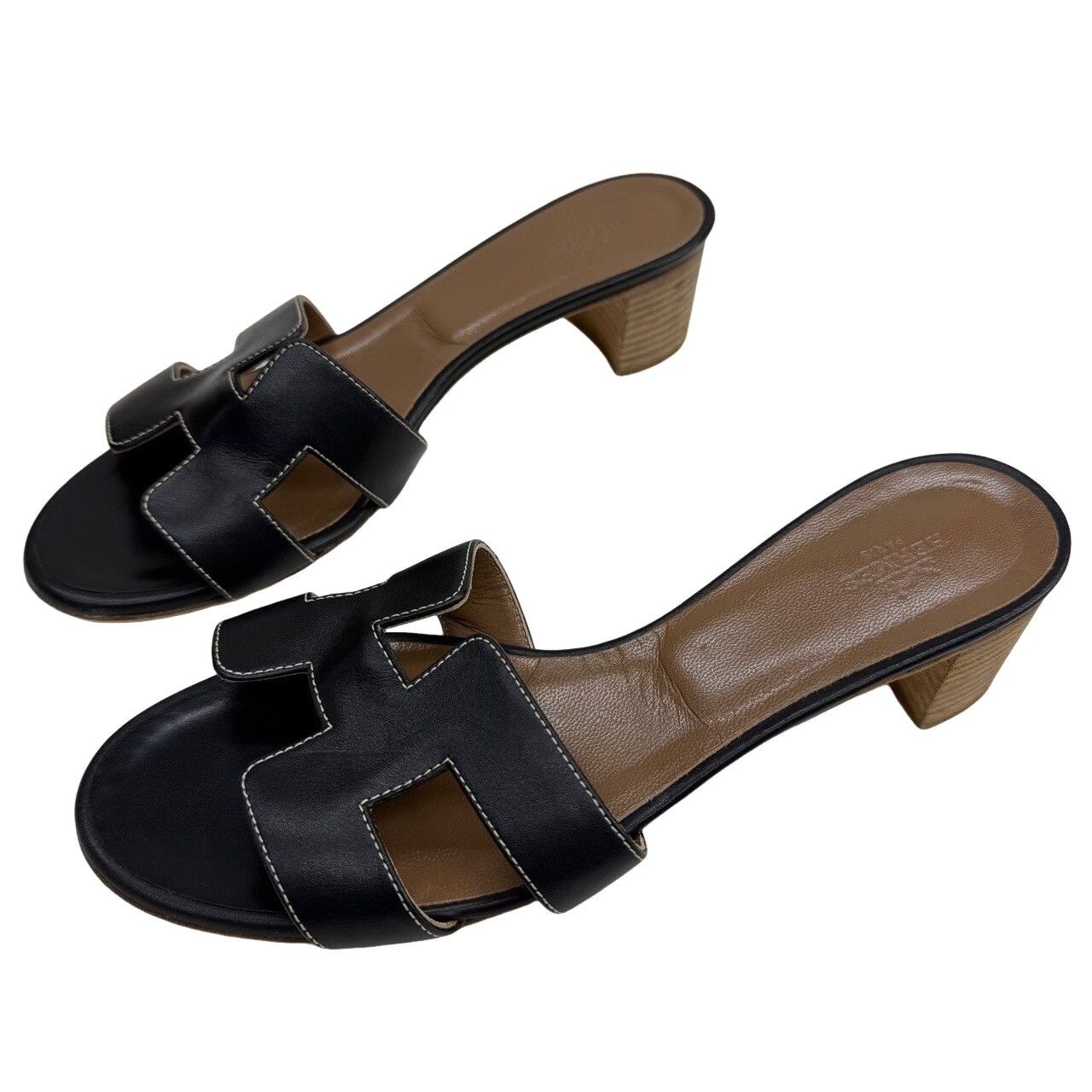 Hermes Hermès Black Leather Oasis Sandals Size 39.5 Size US 9.5 / IT 39.5 - 1 Thumbnail