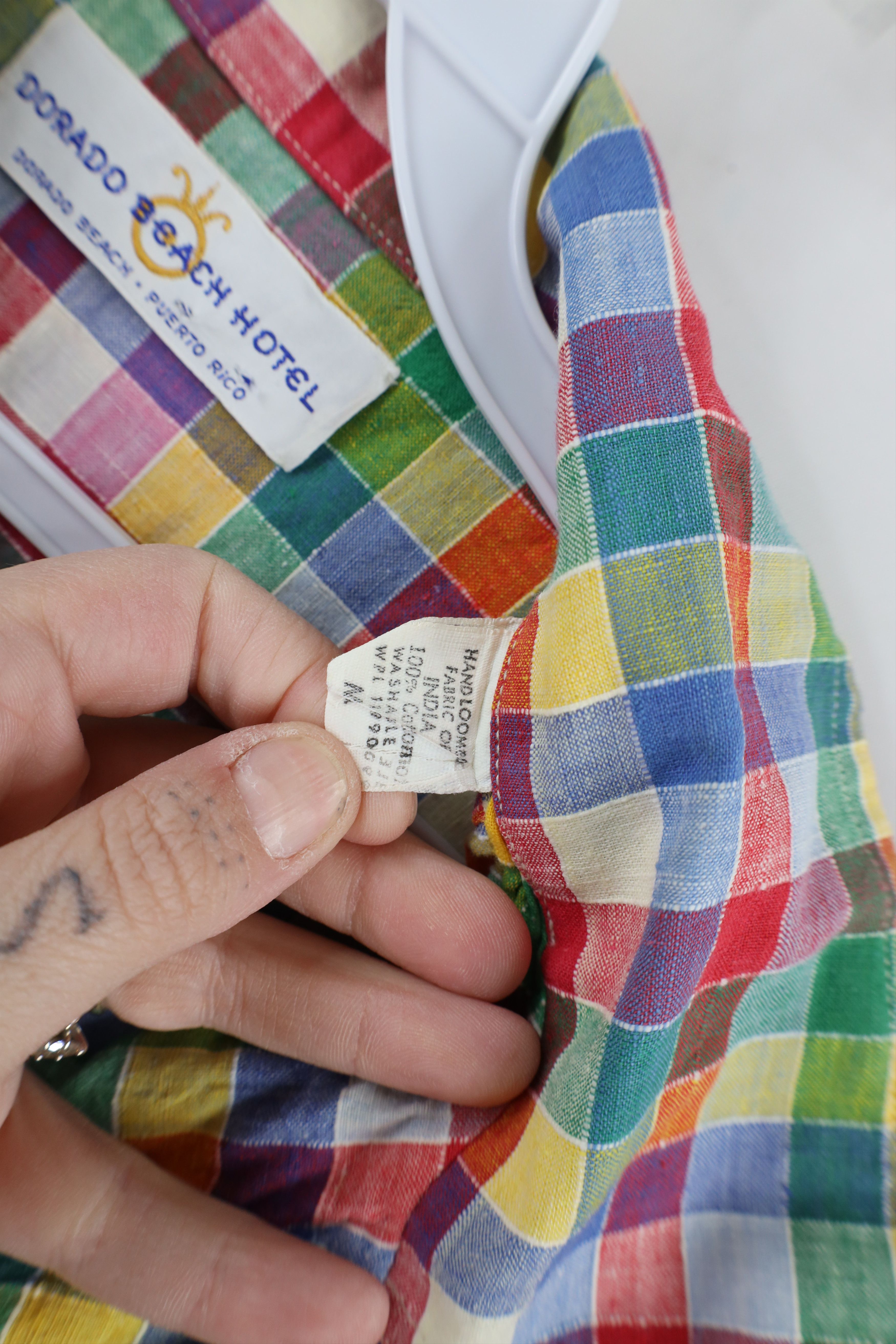 Vintage Vintage 60s 70s Streetwear Checkered Linen Button Shirt Size US L / EU 52-54 / 3 - 11 Thumbnail