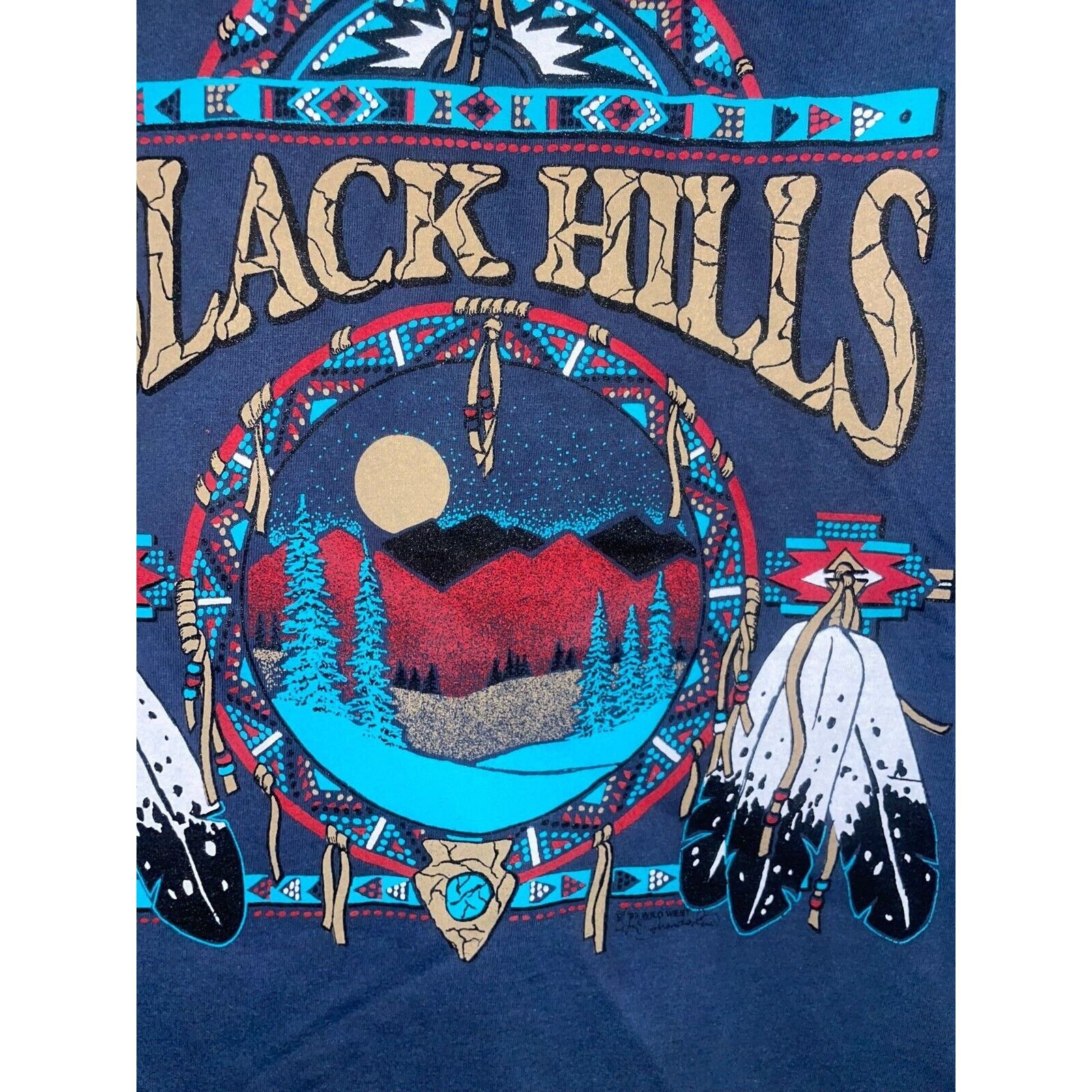 Jerzees Vintage Black Hills Shirt SD Native American Tee VTG 90s M Size US M / EU 48-50 / 2 - 2 Thumbnail