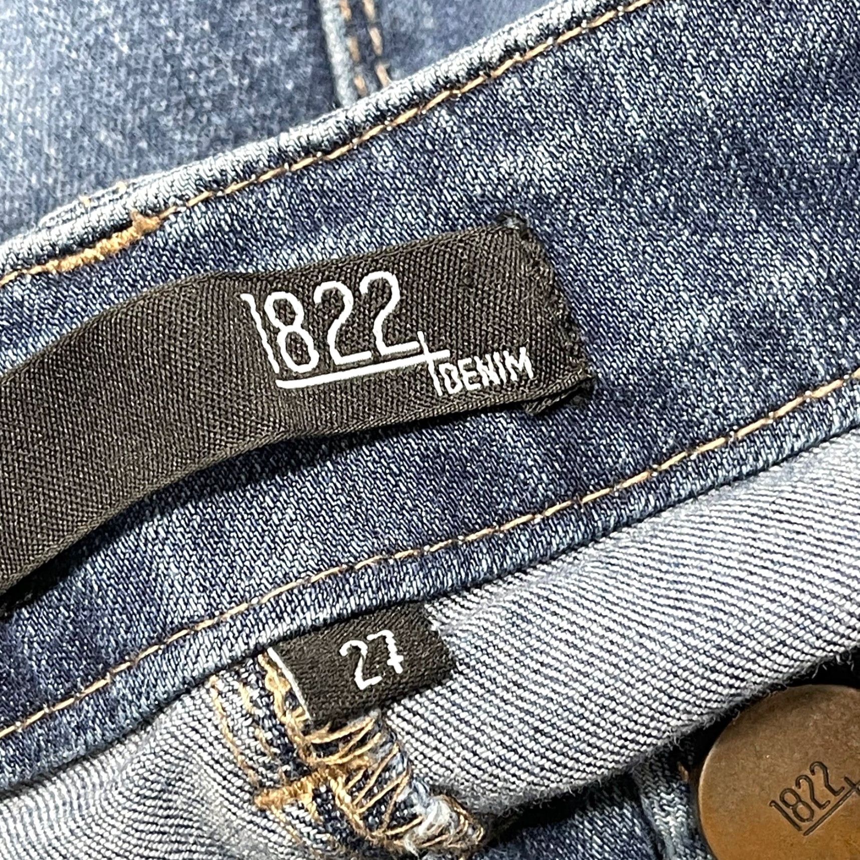Vintage 1822 Denim Jeans Women Mid Rise Dark Blue Skinny 27 5-Pocket Denim Cotton Blend Distressed Modern Minimalist Casual Size 27" / US 4 / IT 40 - 3 Thumbnail