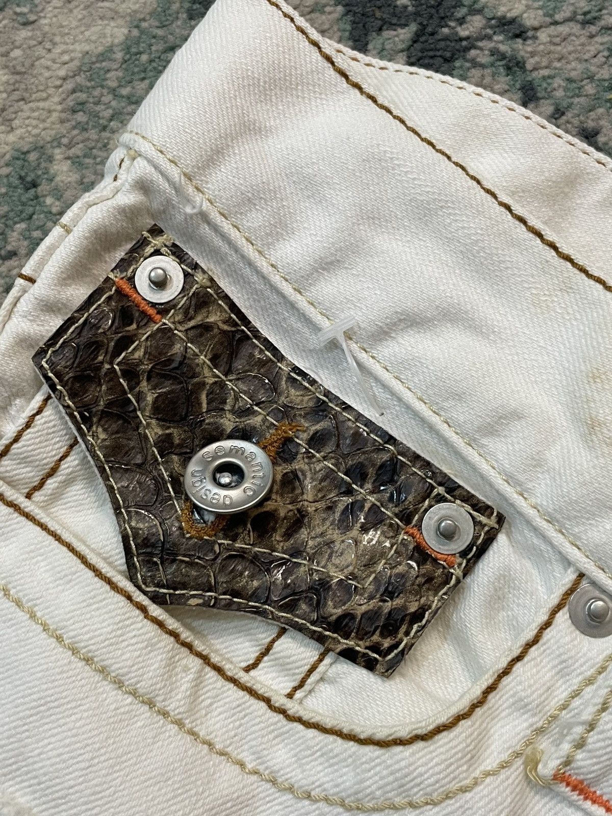 semanticdesign Semantic Design Spiral Flared Snakeskin Pocket Jean Size US 29 - 8 Thumbnail