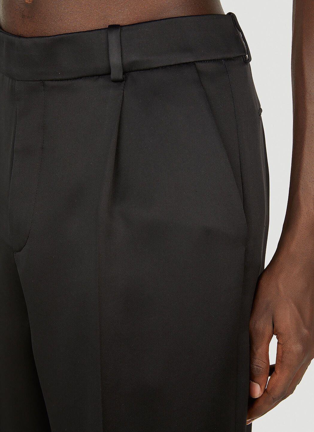 Saint Laurent Paris o1s1wg111124 Pantalon 2 Plis Satin Mireille Pant in Black Size US 34 / EU 50 - 5 Thumbnail
