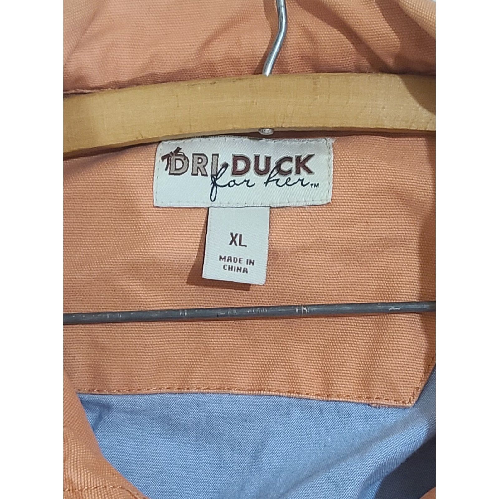 Vintage DRI DUCK Jacket Women's XL Soft Canvas Orange Button Front Peach 4 Her Casual Mid-Length 100% Cotton Zipper Logo Size XL / US 12-14 / IT 48-50 - 2 Thumbnail