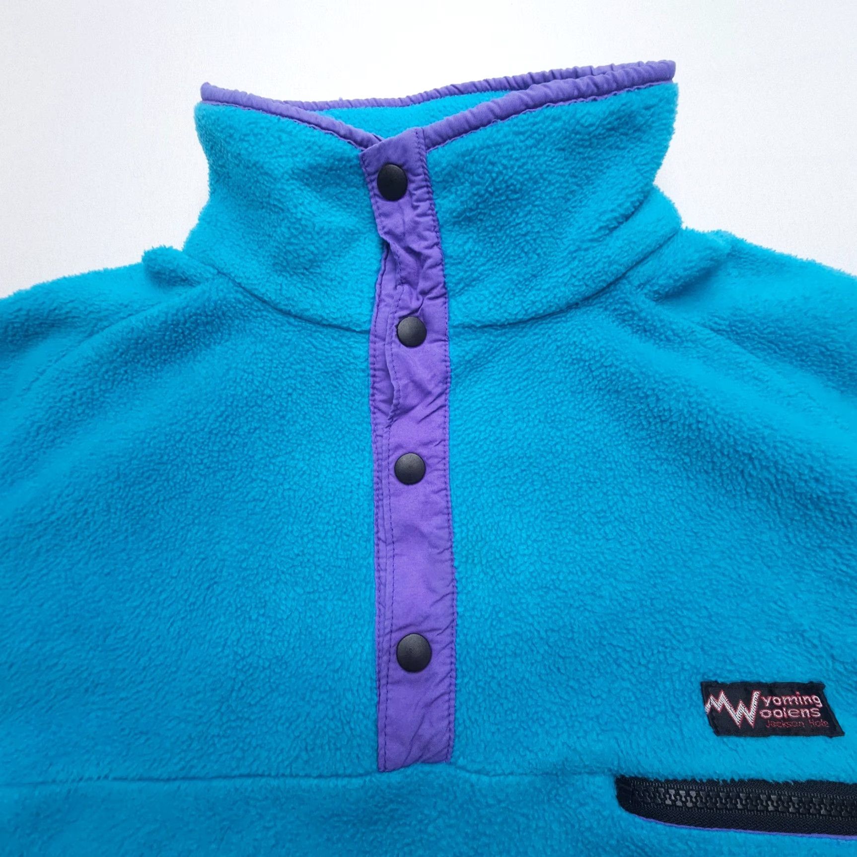 Etro VINTAGE Wyoming Woolens Jackson Hole PolarPlus Fleece Jacket Small Blue Regular Women Basic Jacket 80s 90s Outdoor Retro Size S / US 4 / IT 40 - 4 Thumbnail