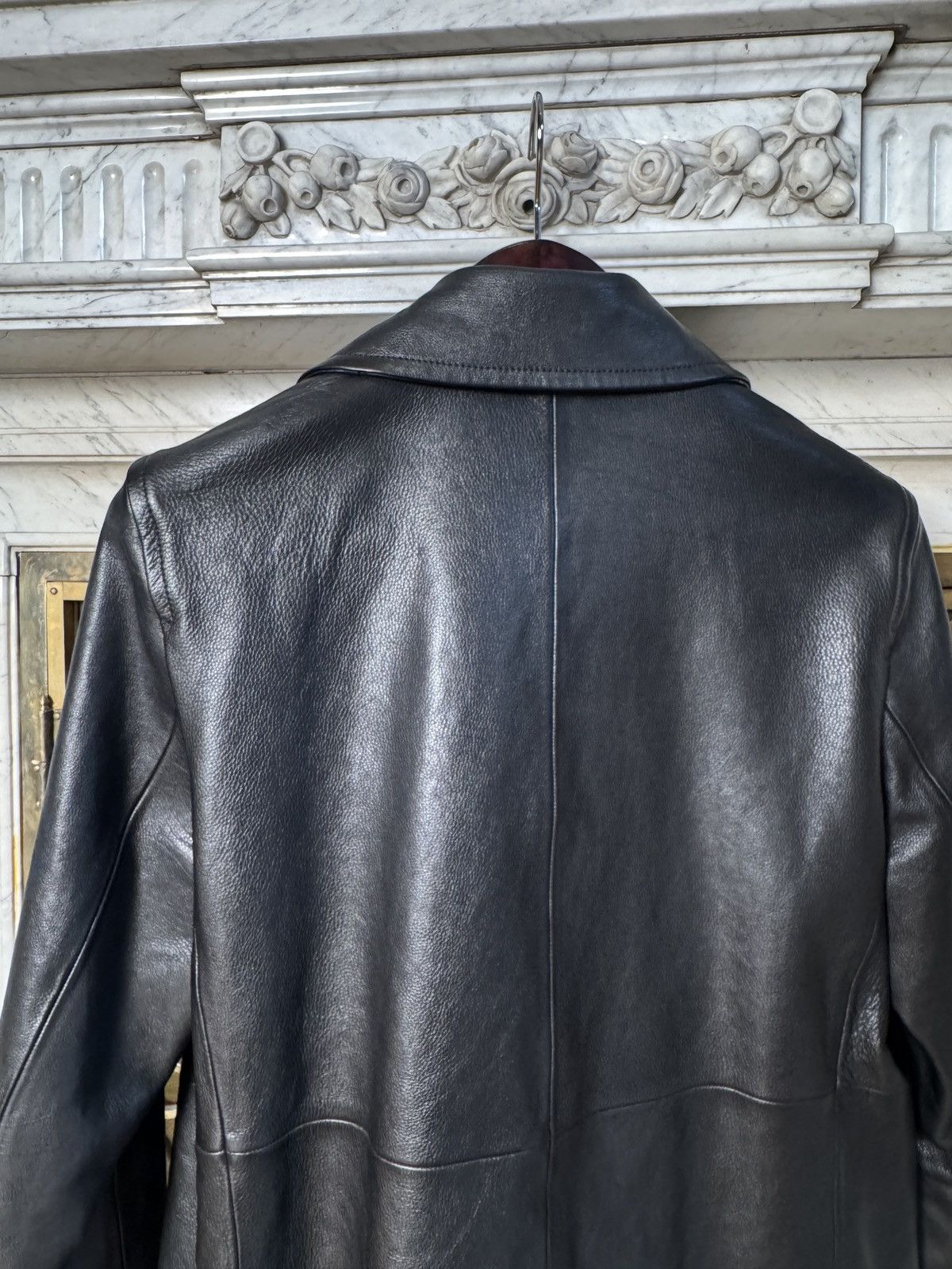 Saint Laurent Paris FW17 Double Breasted Coat in Black Textured Leather Size US L / EU 52-54 / 3 - 4 Thumbnail