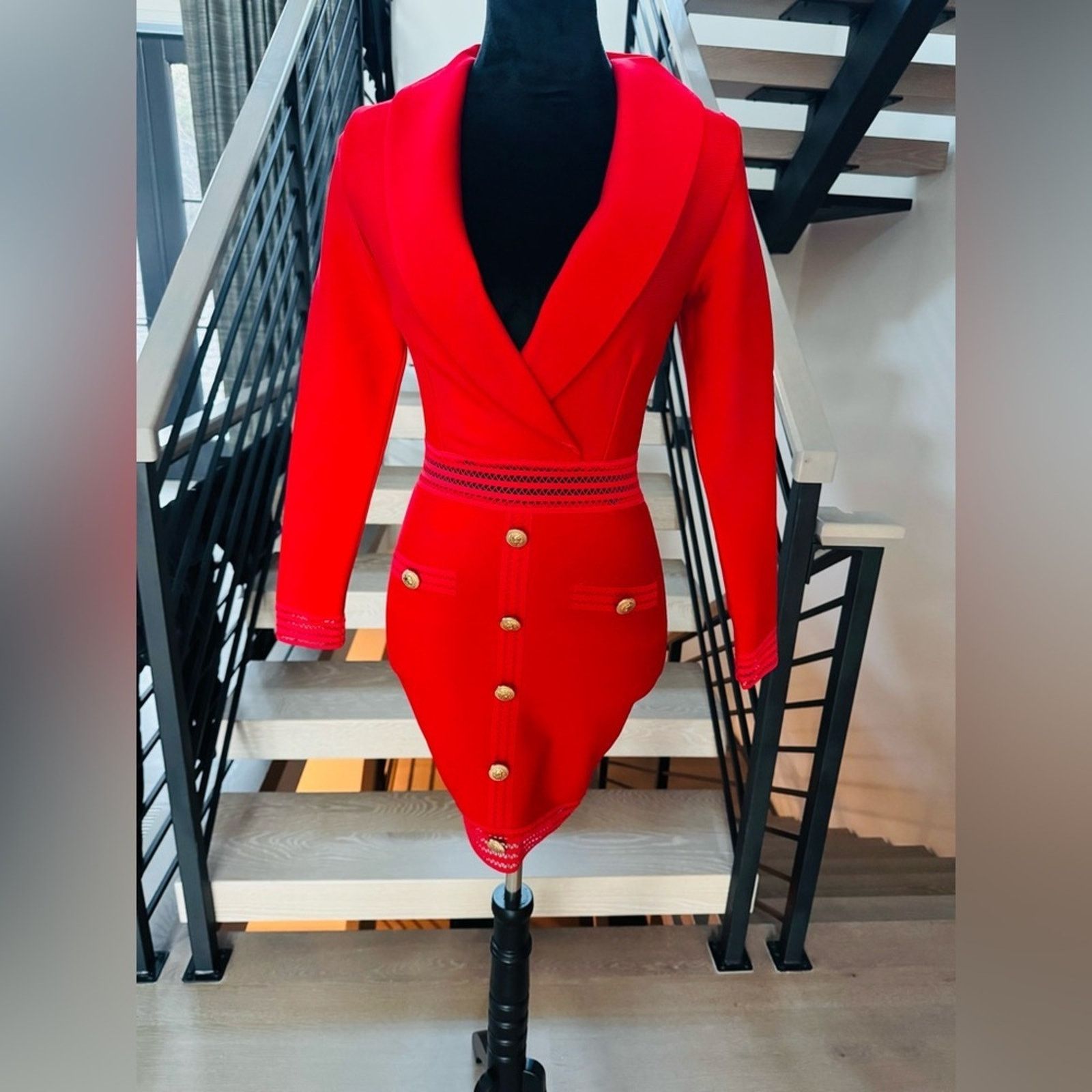Other New Y2K Elegant Red Women's Blazer Bodycon Mesh Dress Size S / US 4 / IT 40 - 1 Thumbnail