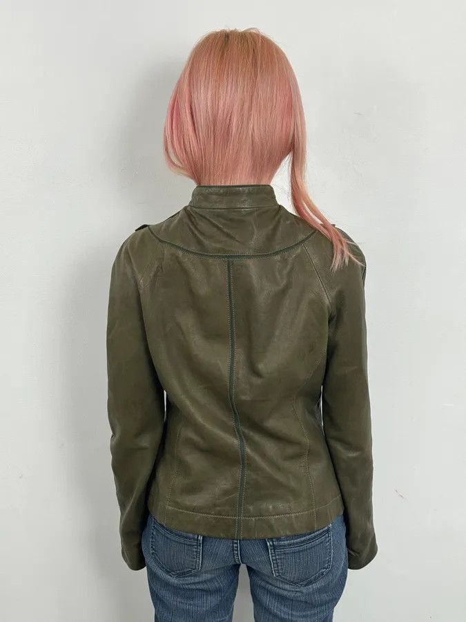 Emporio Armani AW2009 Emporio Armani Green Lamb Skin Ruffle Collar Jacket Size M / US 6-8 / IT 42-44 - 3 Thumbnail