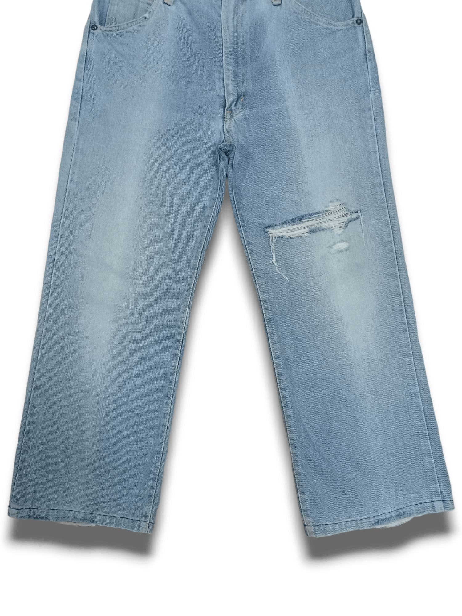 Edwin × Japanese Brand Vintage Edwin Light Wash Ripped Style Baggy Jeans 31x24 Size US 31 - 9 Thumbnail