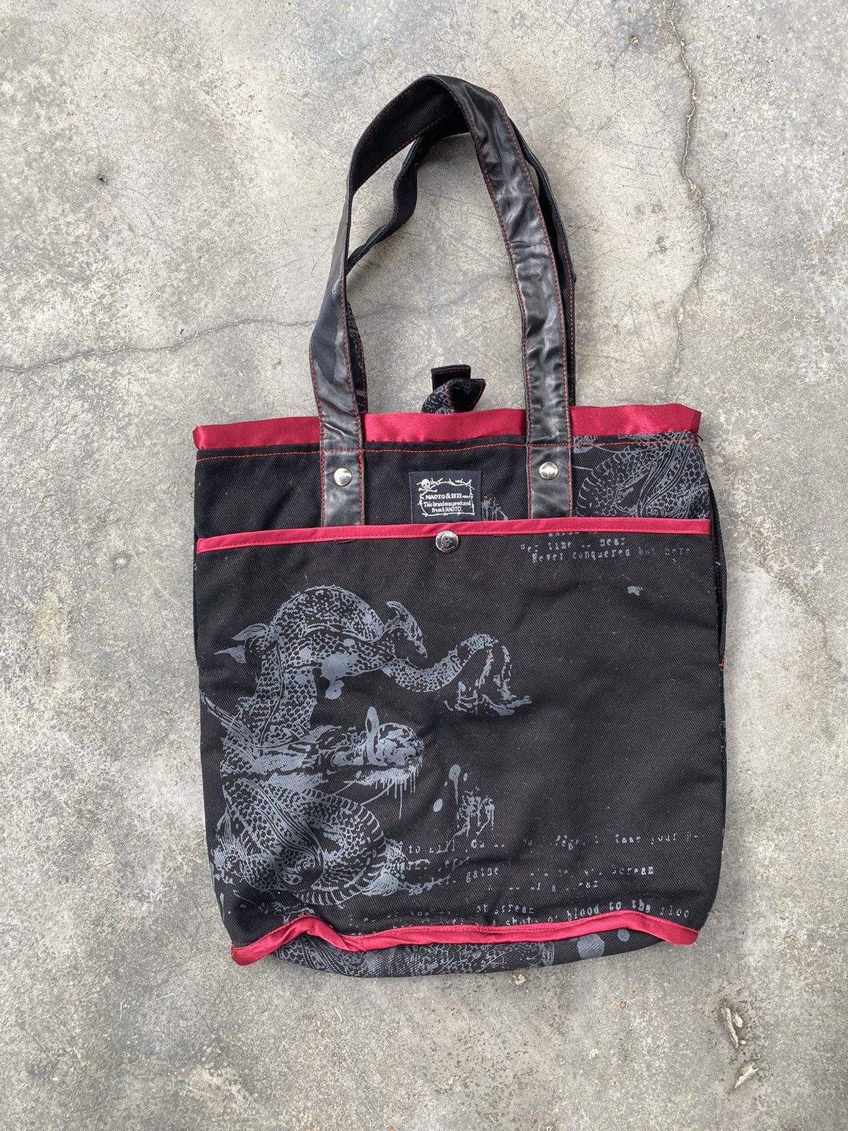 Japanese Brand Vintage Devil H.naoto Multi-Pocket Distressed Tote Bag Size ONE SIZE - 2 Thumbnail