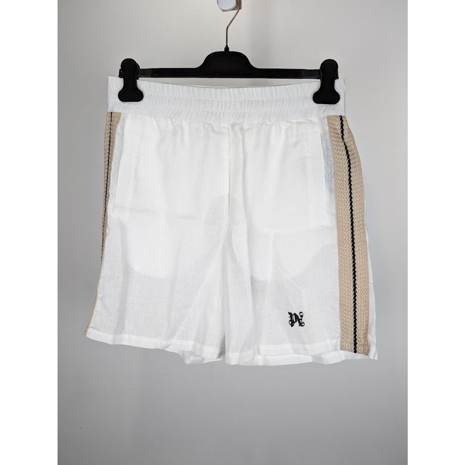 Palm Angels o1rshd1 PA Monogram Track Short in Off White/Black Size US 34 / EU 50 - 1 Thumbnail