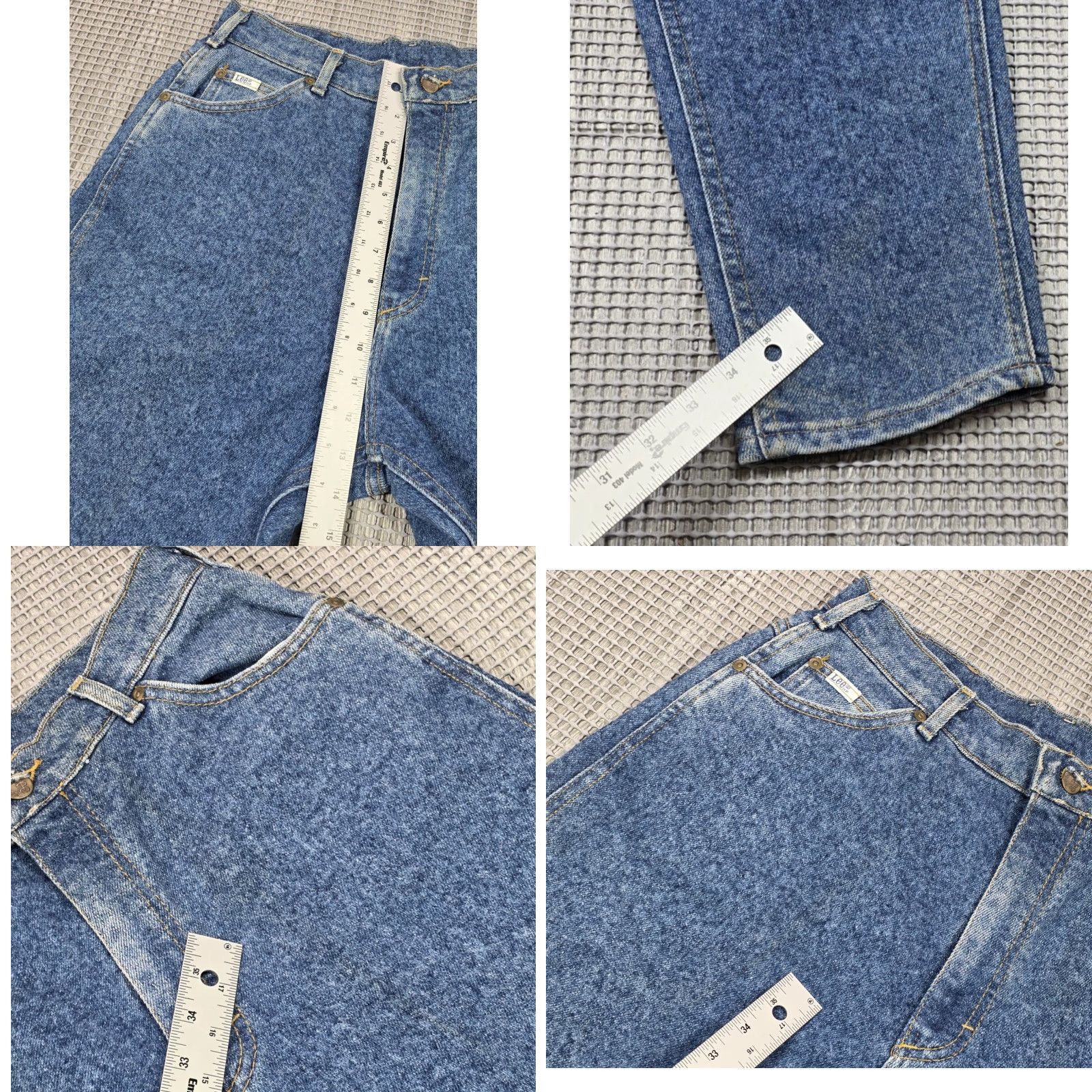 Lee VINTAGE Lee High Waisted Jeans Blue Denim 30x28 Womens Petite 14P Tapered Solid Denim Jeans USA Made 5-Pocket Size 36" / US 14 / IT 50 - 10 Thumbnail