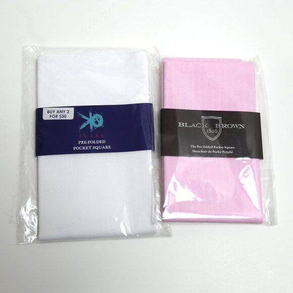 Egara 4-Pack Egara White Pocket Square & Black Brown Pocket Square Size ONE SIZE - 1 Thumbnail