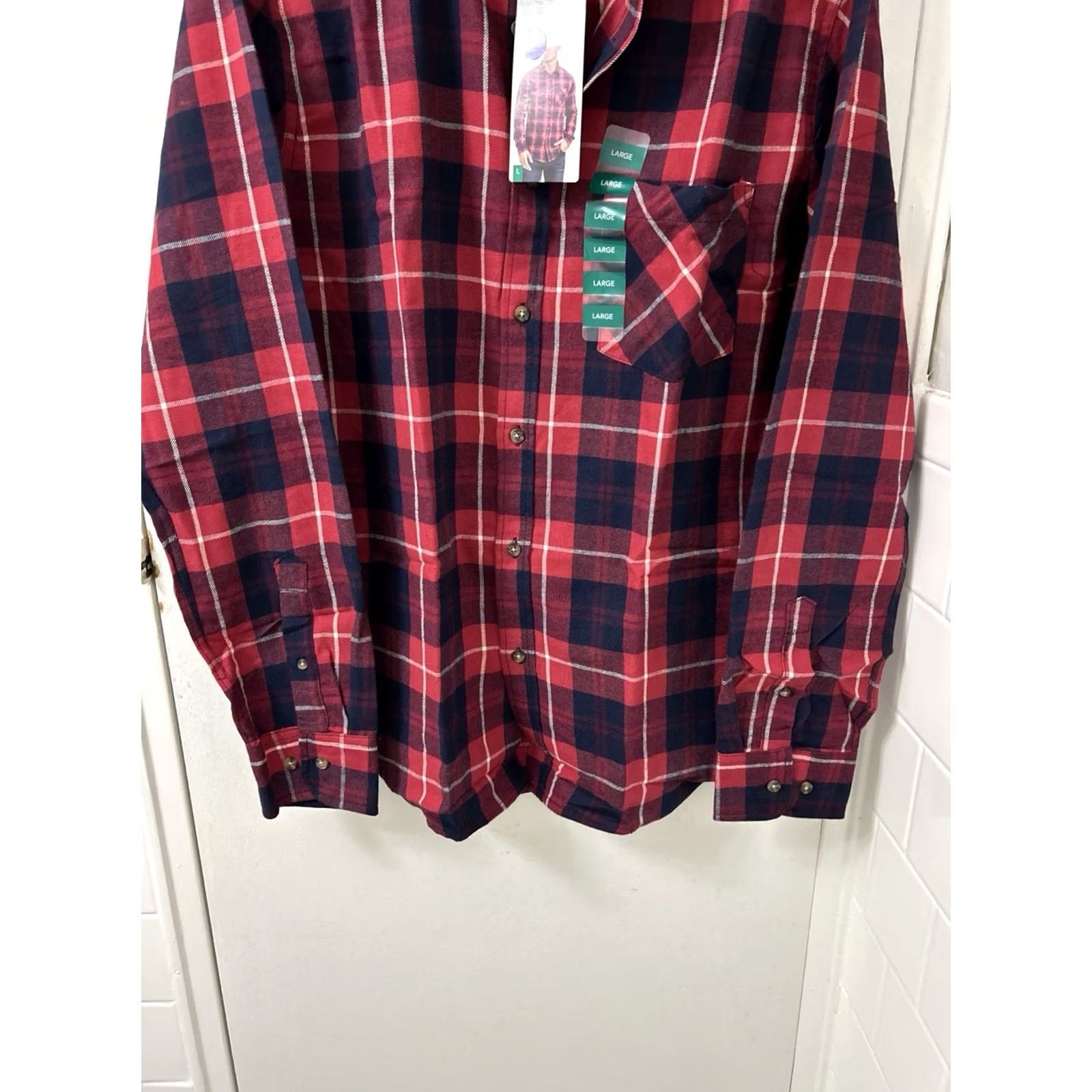 Vintage Berkley Jensen Shirt Mens L Red Plaid Flannel Button Down Long Sleeve NWT Size US L / EU 52-54 / 3 - 3 Thumbnail