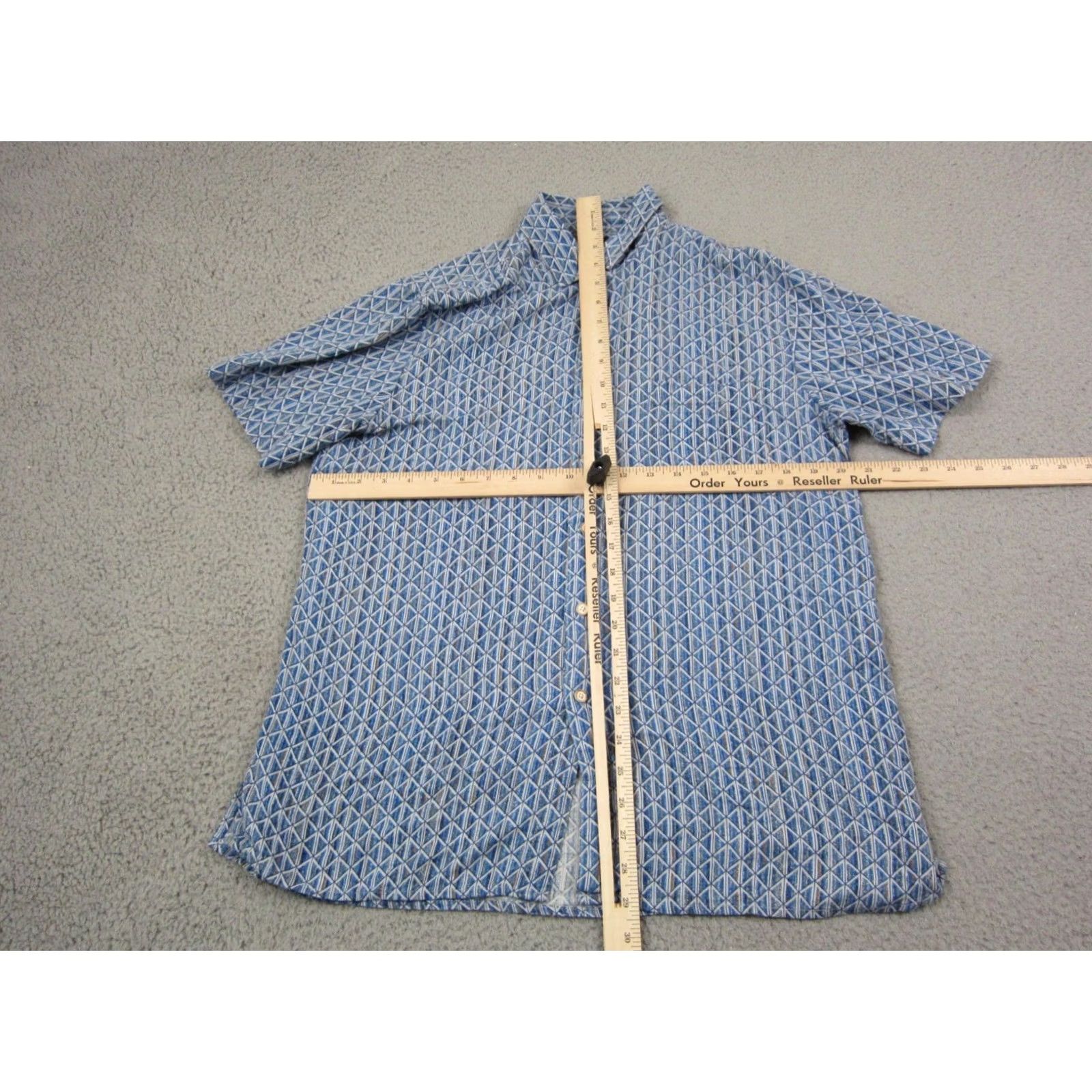 Tasso Elba Tasso Elba Shirt Adult Medium Blue Button Up Geometric Silk Rayon Mens Size US M / EU 48-50 / 2 - 6 Thumbnail