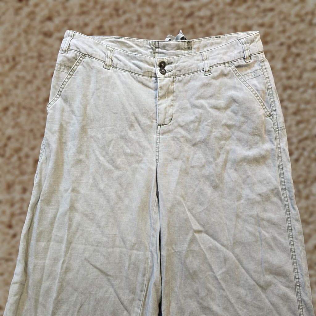 Vintage Sundance Pants Women 8P Green Linen Blend Wide Leg Crop Casual Boho Pockets Cropped Size 30" / US 8 / IT 44 - 1 Thumbnail