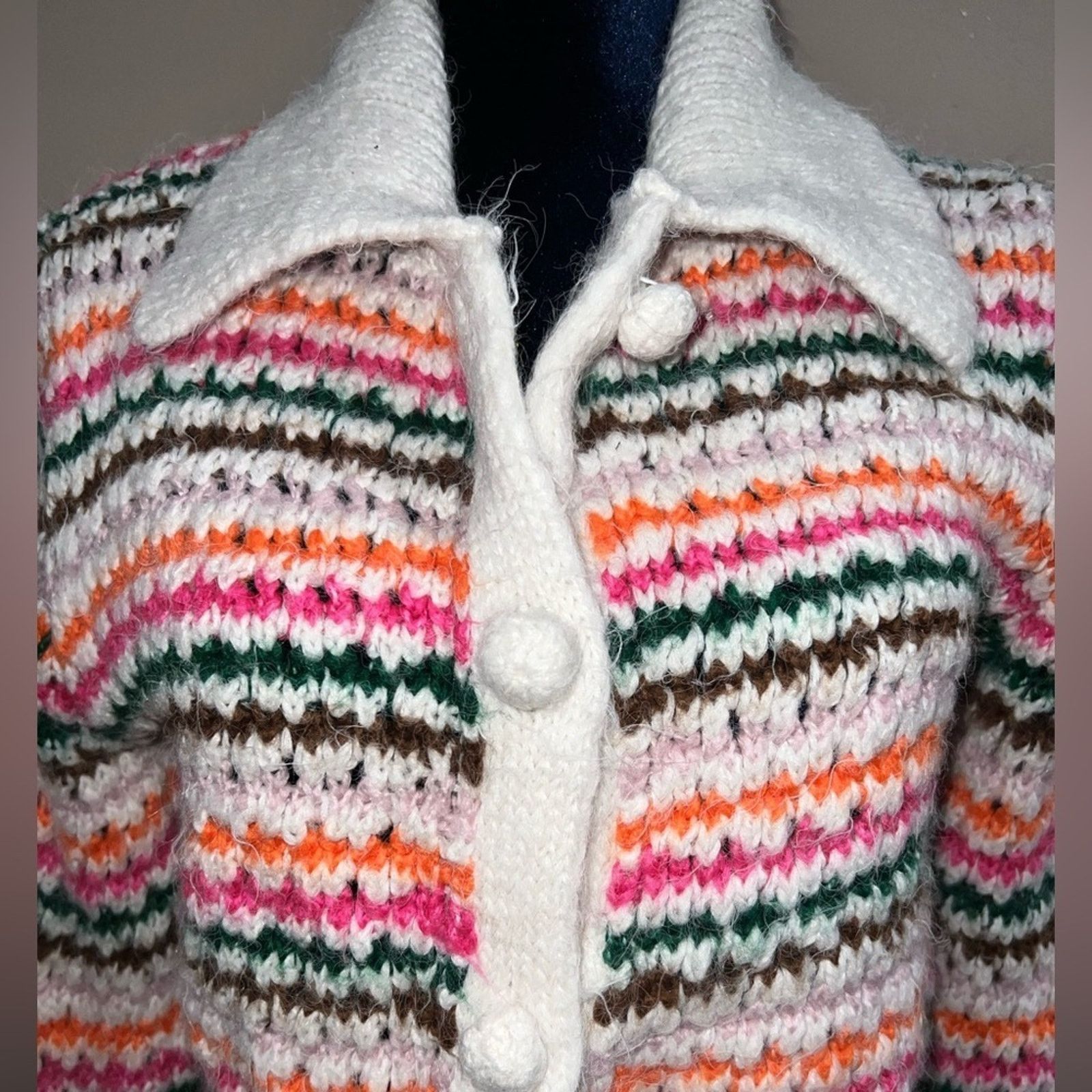 Zara Zara Knit Rainbow Stripe Button Up Cardigan Sweater Sz S Size S / US 4 / IT 40 - 3 Thumbnail