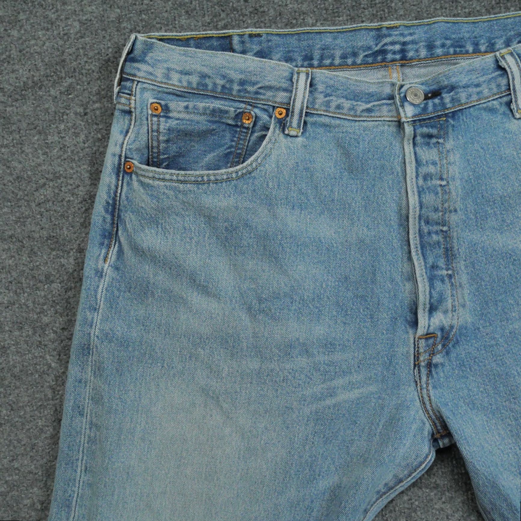 Levi's VINTAGE Levi's 501 Jeans Mens 38x32 Blue Button Fly Distressed Grunge Straight Jeans Pants 90s Mens Size US 38 / EU 54 - 3 Thumbnail
