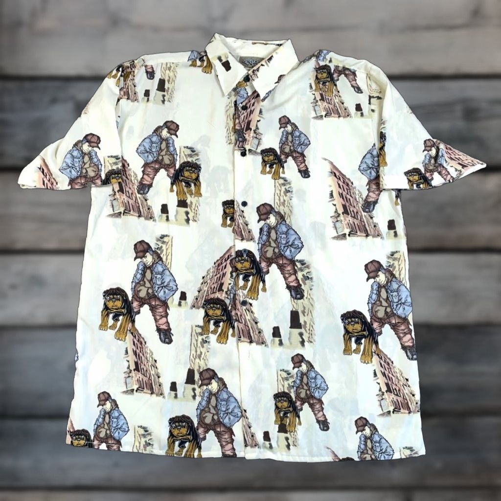 Vintage VTG Vintage Yes Brand Vintage Y2K Up Roc Rottweiler Pattern Shirt Adult Large Ivory AOP Streetwear Hip Hop Size US L / EU 52-54 / 3 - 1 Thumbnail