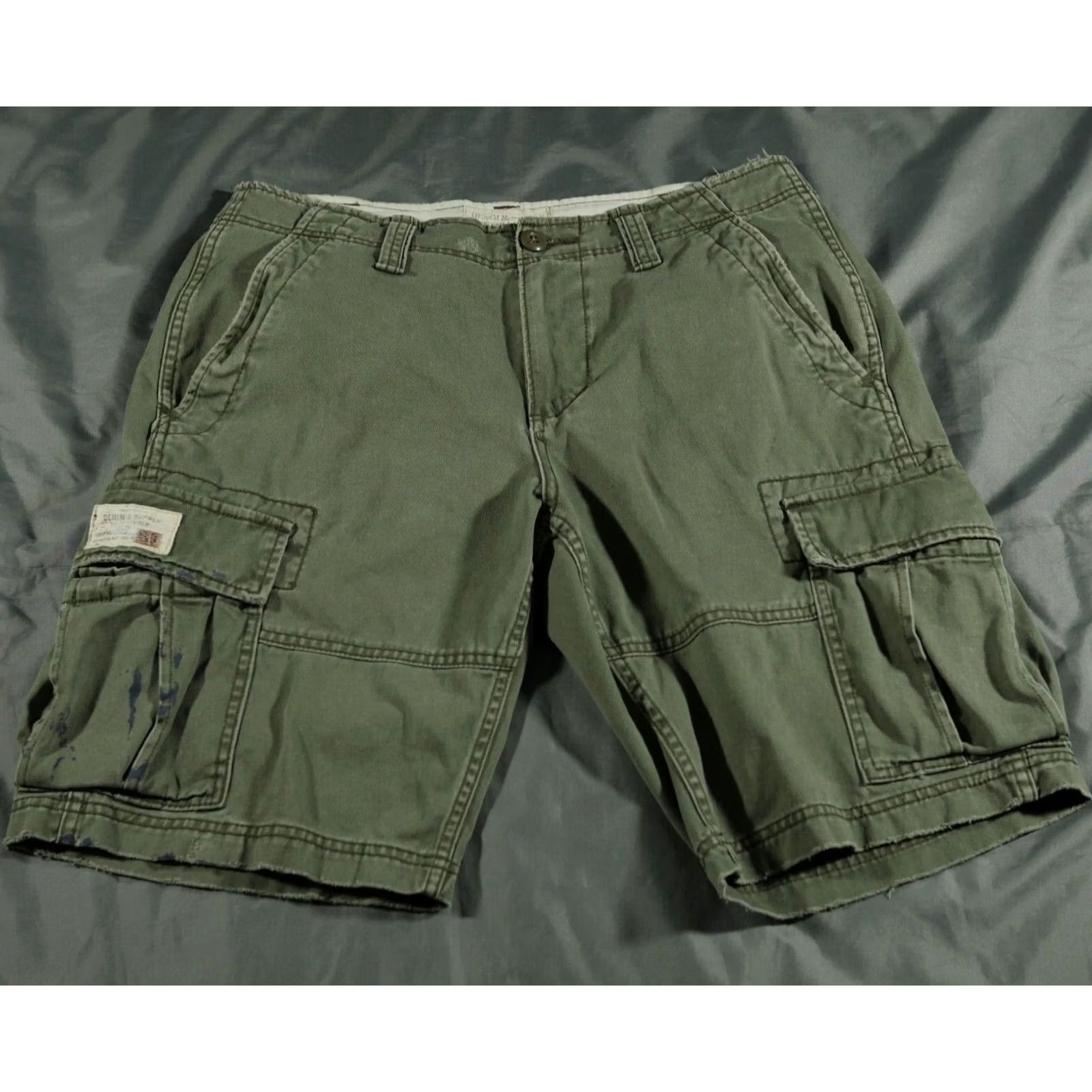 Ralph Lauren Ralph Lauren Shorts Mens 31 Green Denim Supply Cargo Military Utility Chino Cargo Pocket Distressed Canvas Cotton Relaxed 90s Outdoor Size US 31 - 2 Thumbnail
