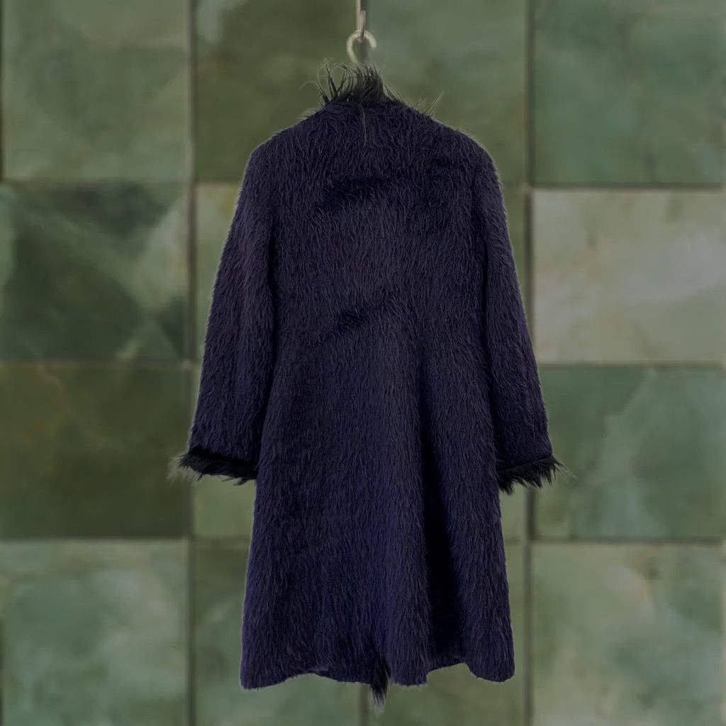 Vintage VINTAGE Cavalli Jeans Faux Fur Long Coat Purple Green Trim Women’s 8 CJ Made in Italy Overcoat 42 inch Fur Trim Womens Size 30" / US 8 / IT 44 - 1 Thumbnail