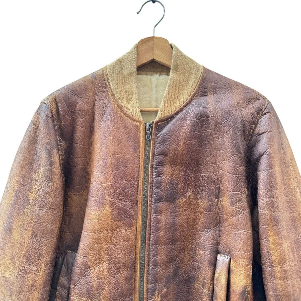 Leather Elia Quaglicia Workshop Shearling Leather Bomber Jacket Size US M / EU 48-50 / 2 - 3 Thumbnail