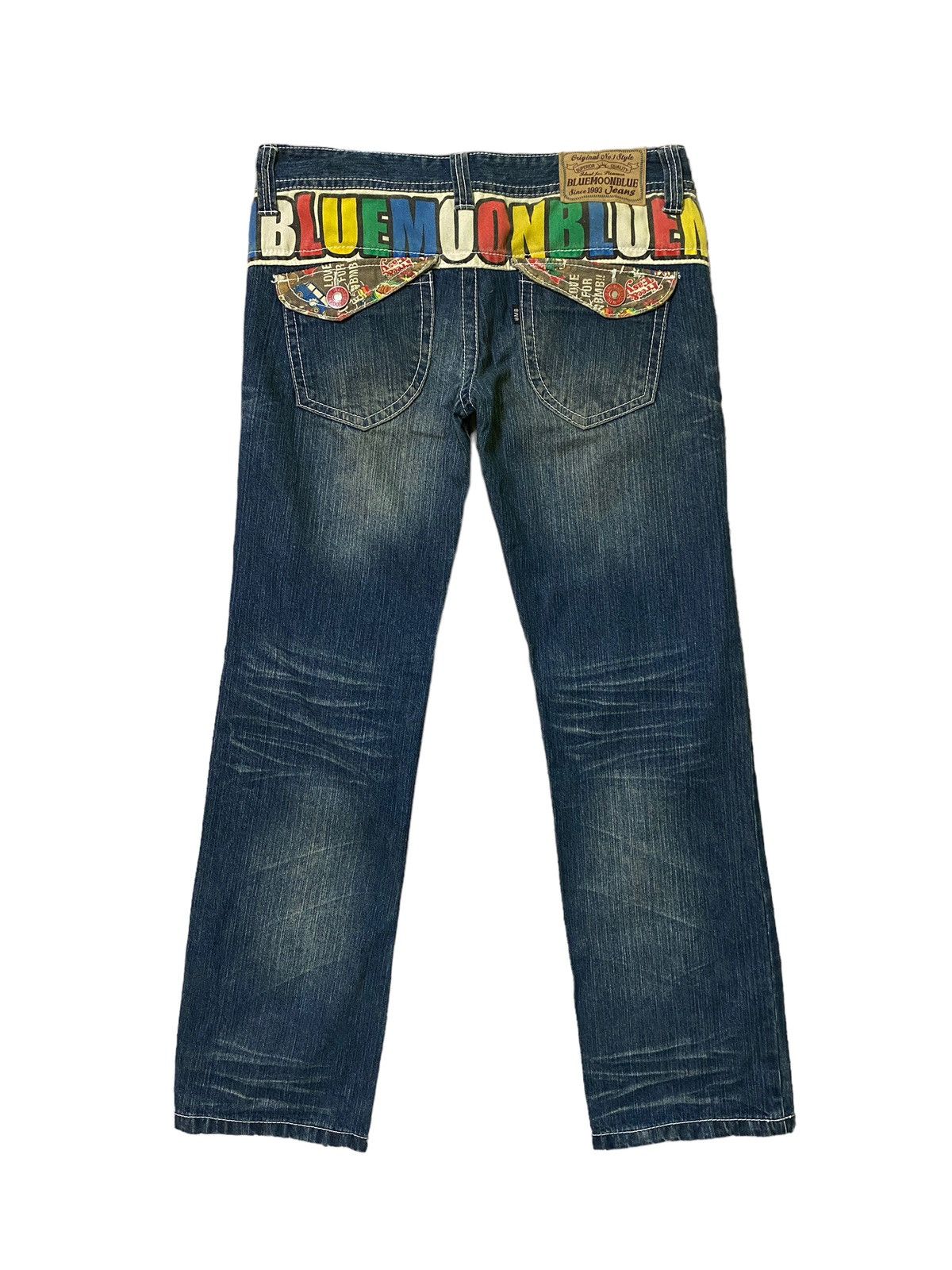 Japanese Brand × Vintage VINTAGE BLUE MOON BLUE SPELL OUT CLAWMARK LOW WAIST DENIM Size US 34 / EU 50 - 2 Thumbnail