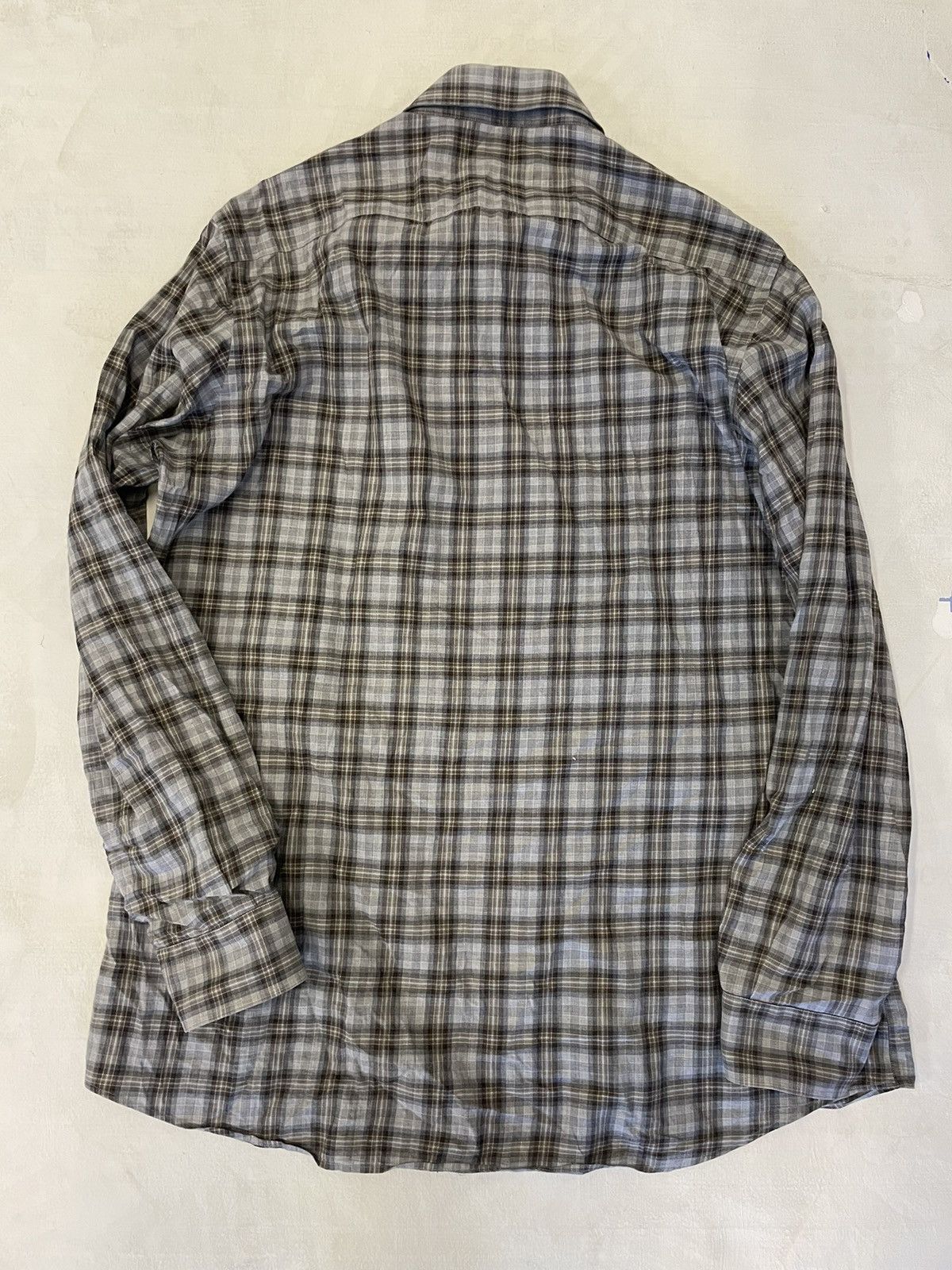 Luciano Barbera Cutaway Collar Check Print Shirt Size US XL / EU 56 / 4 - 5 Thumbnail