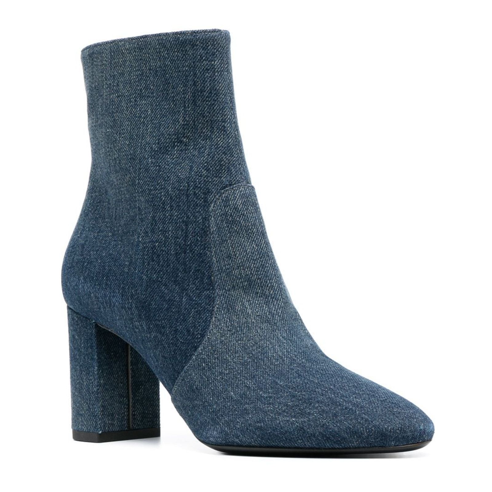 Yves Saint Laurent Saint Laurent Lou 75 Blue Jeans Denim YSL Zip Block Heel Size US 6.5 / IT 36.5 - 2 Thumbnail