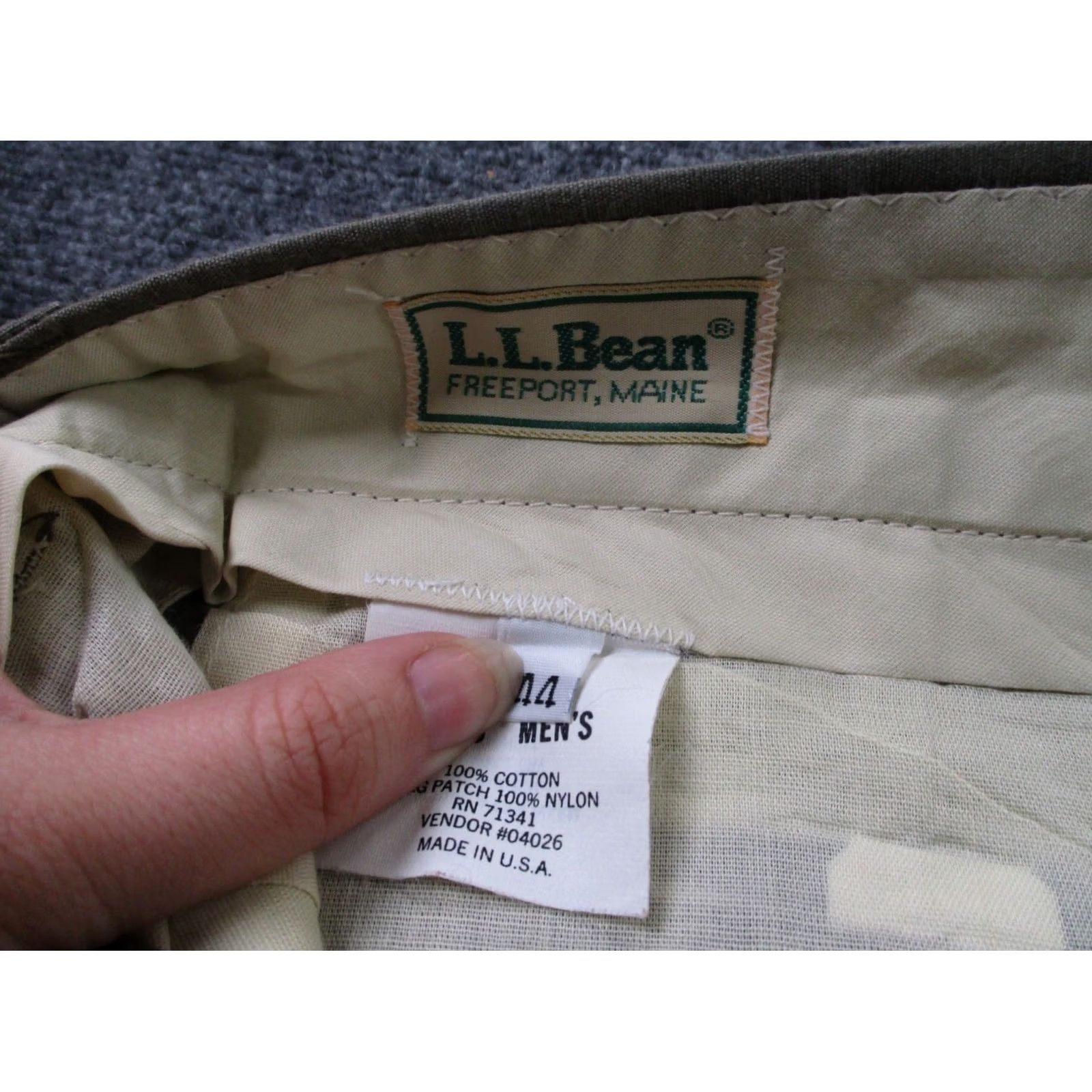 Vintage VINTAGE L.L. Bean Pants Mens 44 Beige Canvas Carpenter Straight Classic 30 In Inseam Mens Beige 1940s 50s 60s Size US 42 / EU 58 - 7 Thumbnail