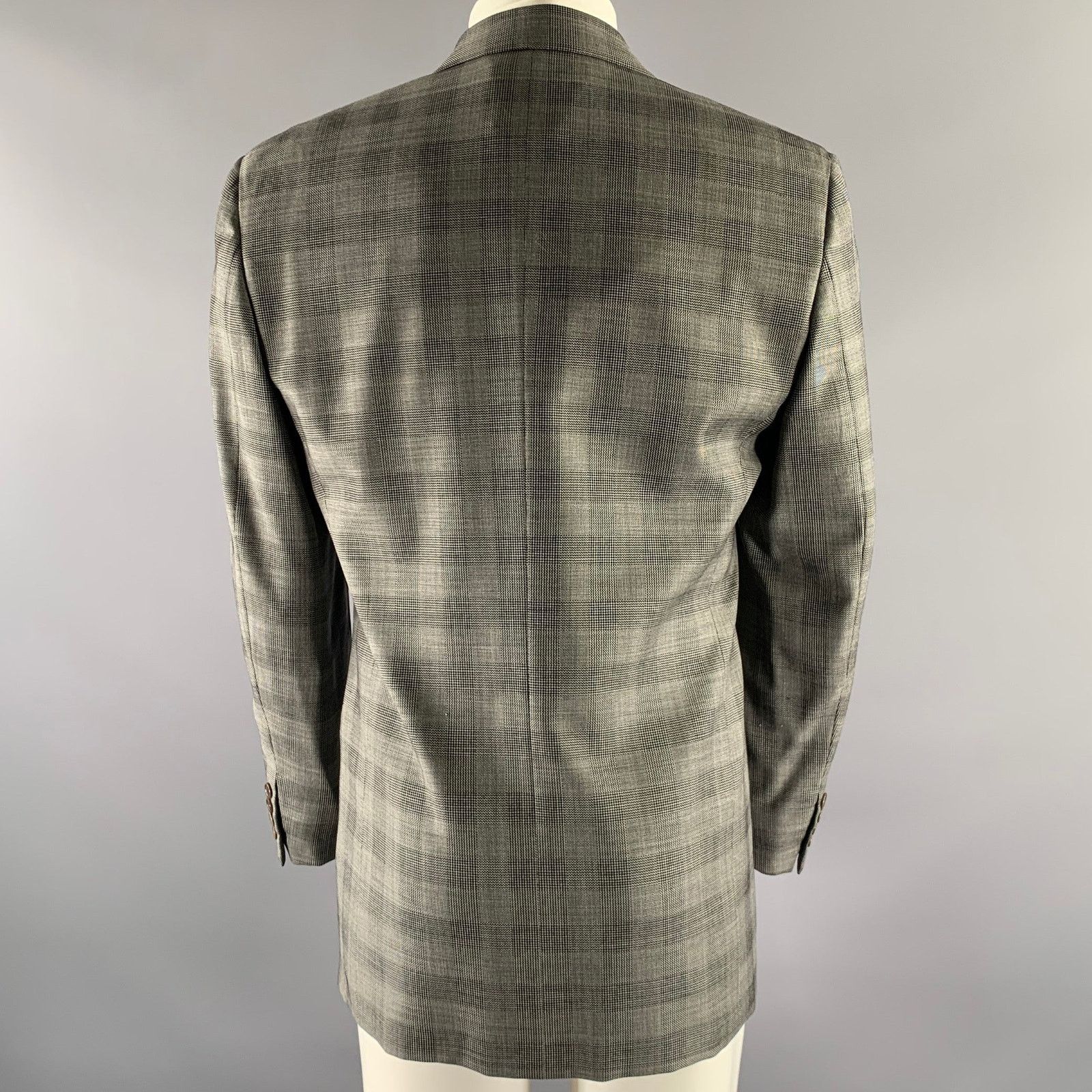 Valentino VALENTINO 38 Grey Black Glen Check Virgin Wool Sport Coat Size 38R - 4 Thumbnail