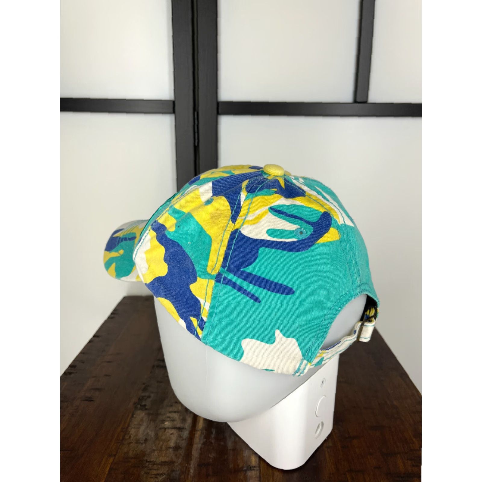 Vintage ROCK Hat Cap Strap Back Adult One Size Blue Yellow Embroidered Camo Cotton Size ONE SIZE - 5 Thumbnail