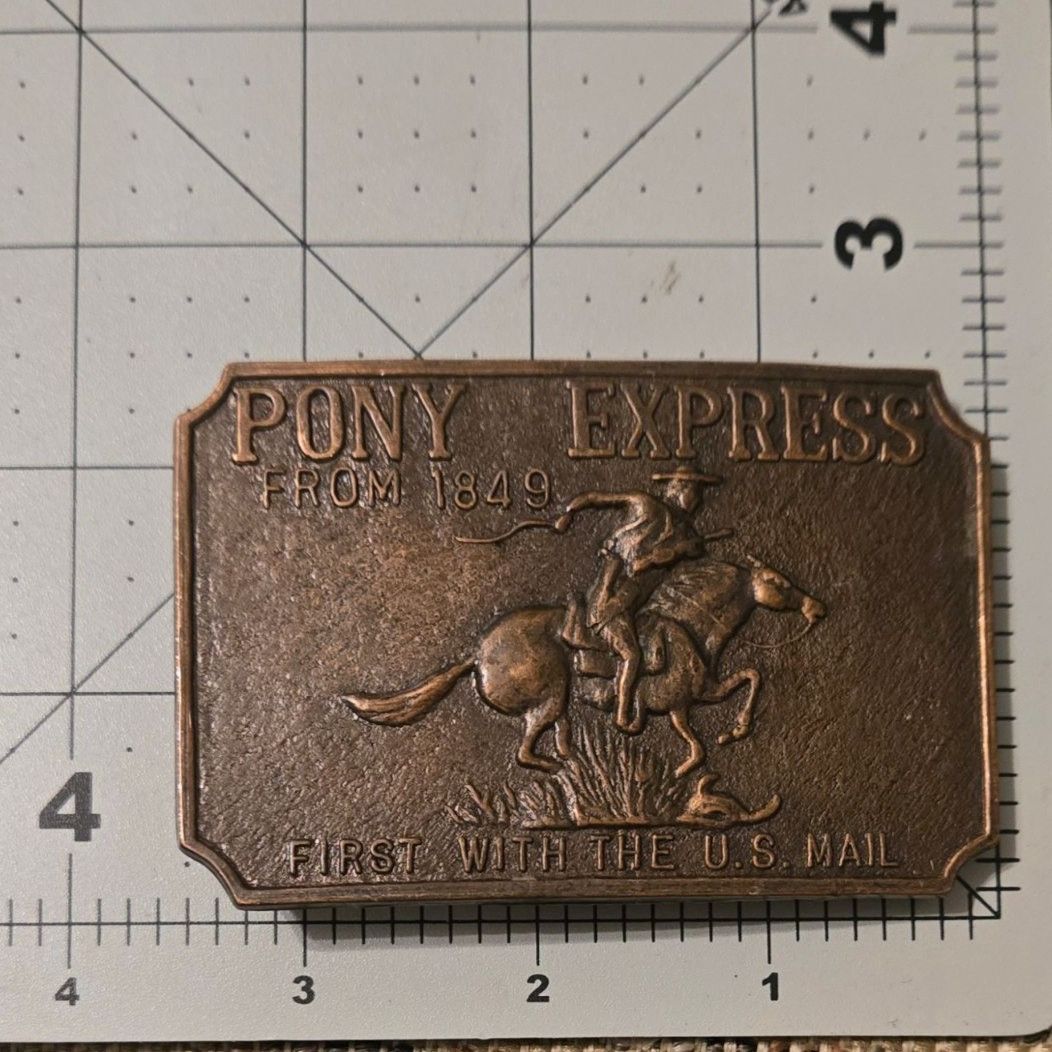 Other Vintage Pony Express Belt Buckle US Mail Horse Cowboy Deliv Size ONE SIZE - 9 Thumbnail