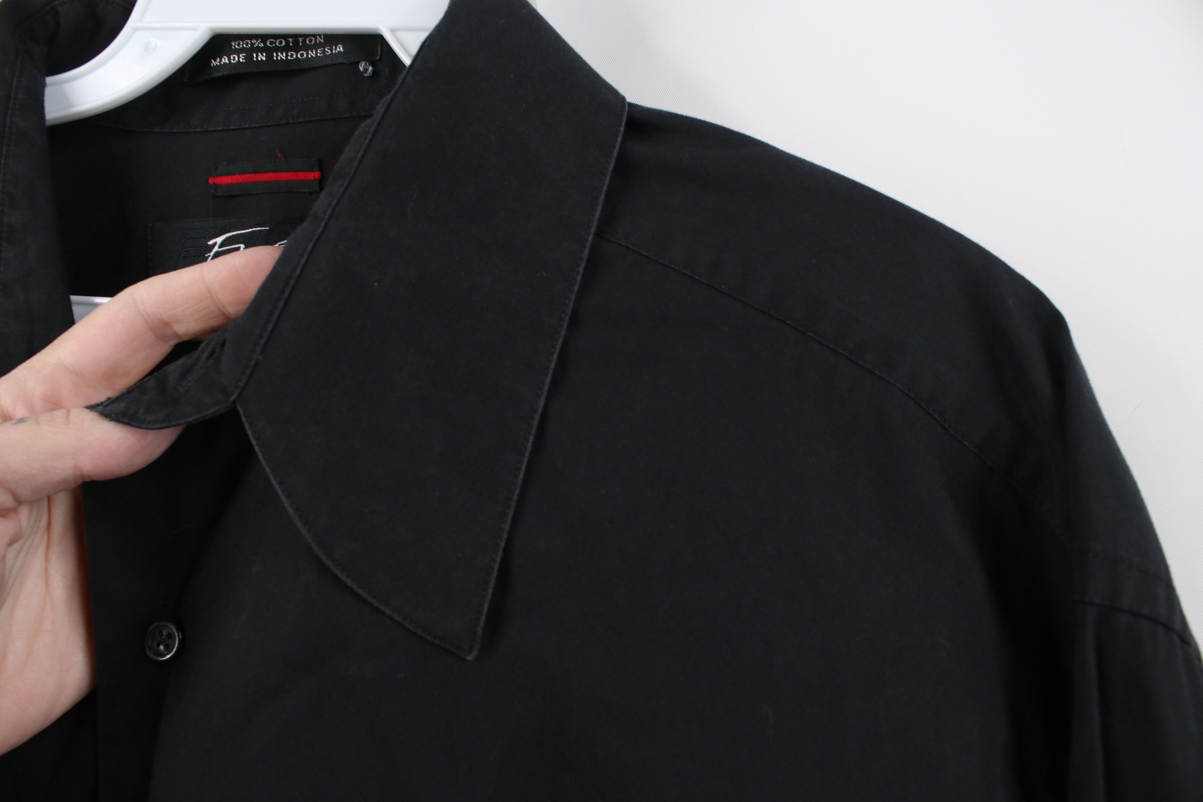 Fubu Vintage 90s FUBU Faded Spell Out Collared Button Shirt Black Size US L / EU 52-54 / 3 - 5 Thumbnail