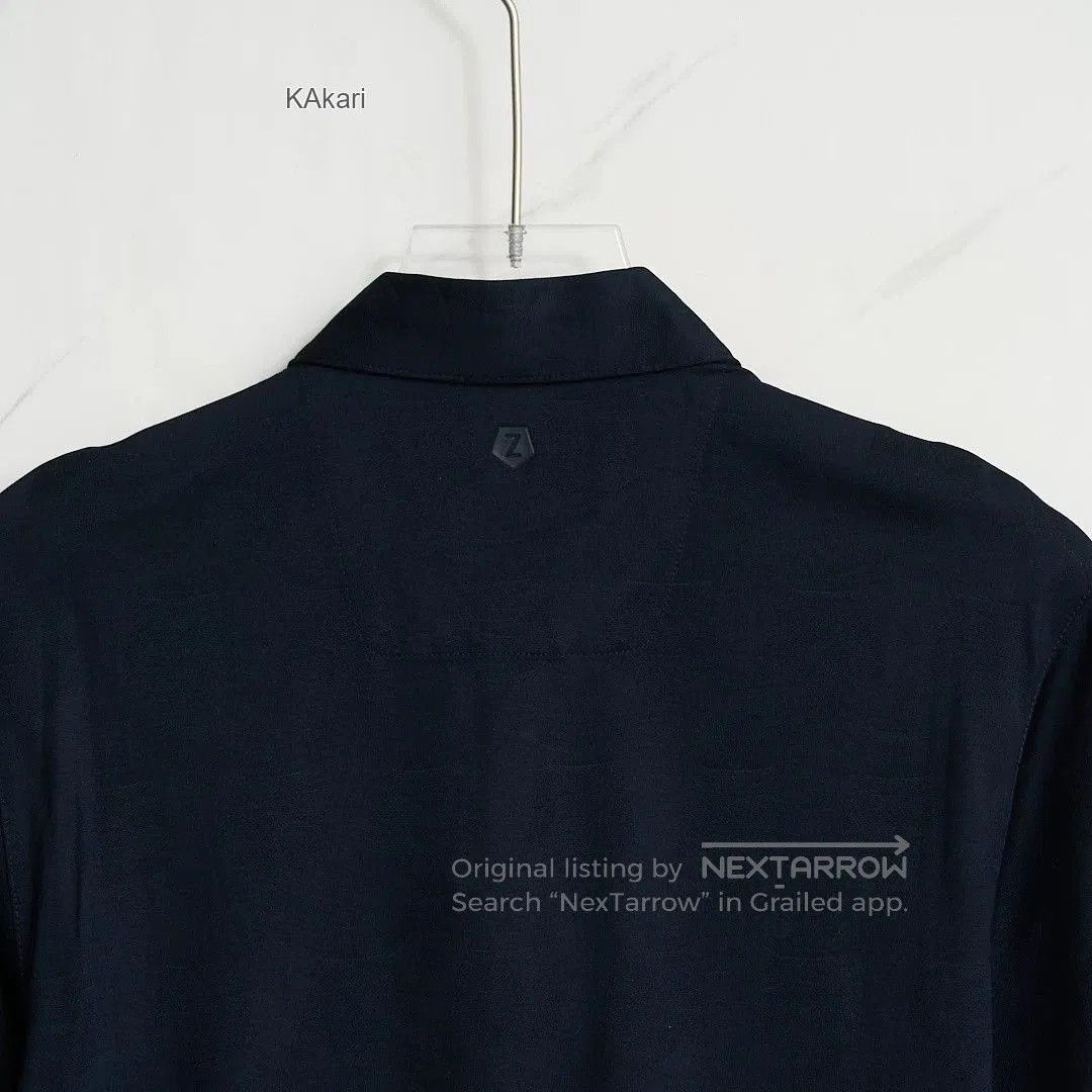 Ermenegildo Zegna ZEGNA Men's Navy Jacquard Polo Shirt. Size US M / EU 48-50 / 2 - 6 Thumbnail