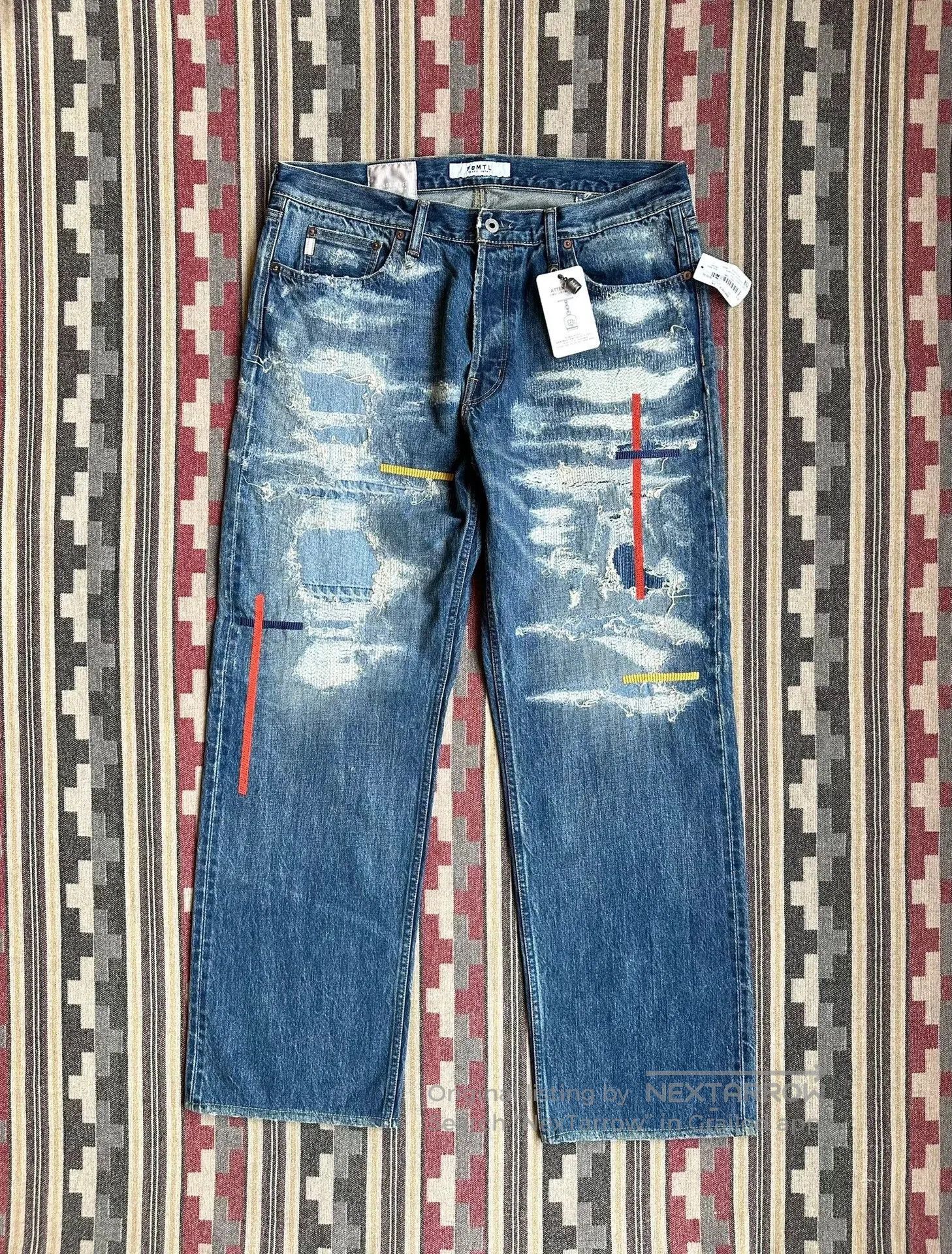 FDMTL fdmtl classic fit red line distressed jeans. Size US 36 / EU 52 - 1 Thumbnail