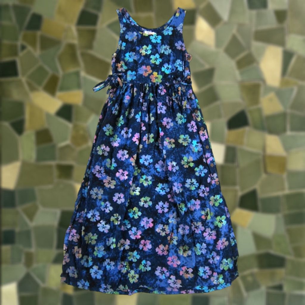 Vintage VINTAGE Figure Dress Maxi Tank Dress S Purple Floral Tie Dye Button Rayon Size S / US 4 / IT 40 - 1 Thumbnail