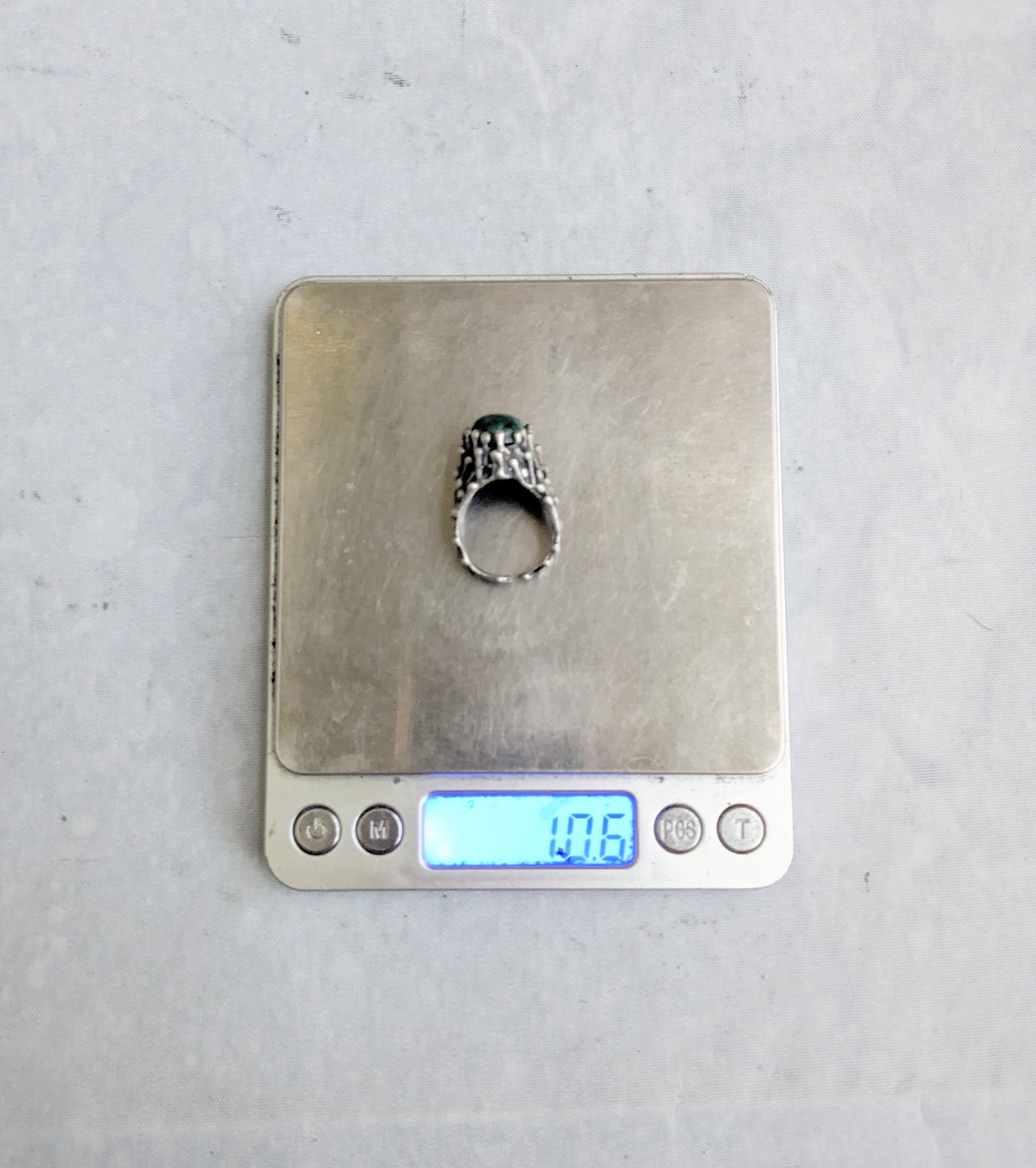 Jewelry Vintage Sterling Silver Ring Malachite 9 Brutalist Avant Size ONE SIZE - 11 Thumbnail