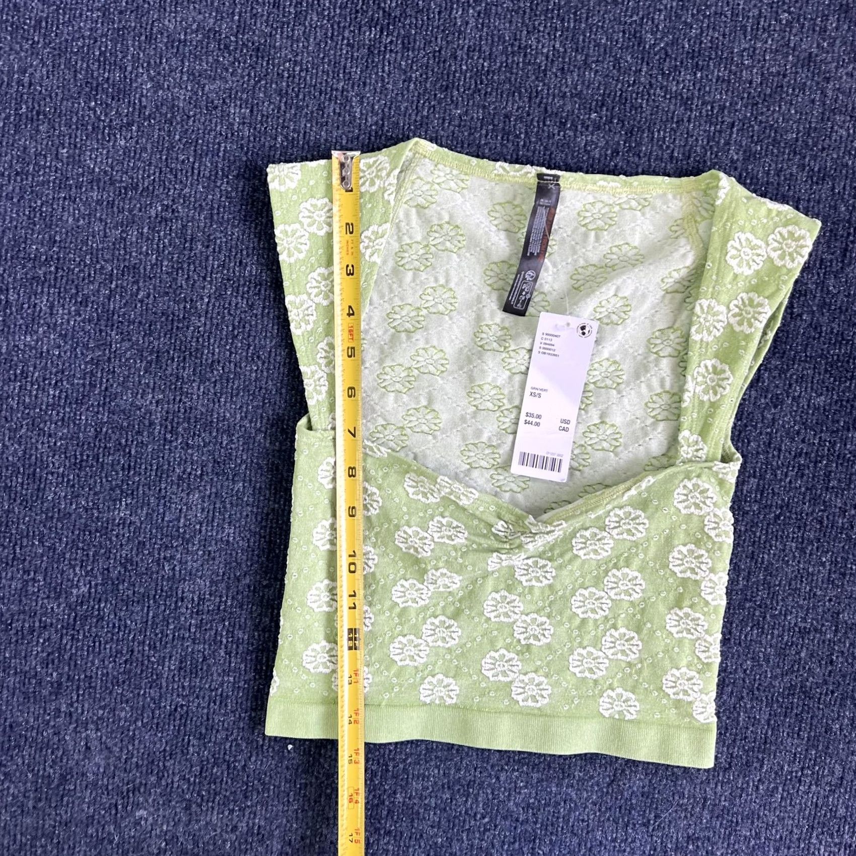 Vintage VINTAGE Green Floral Cropped Tank Top Womens XS/S V Neck Stretch Knit Sleeveless Size XS / US 0-2 / IT 36-38 - 3 Thumbnail
